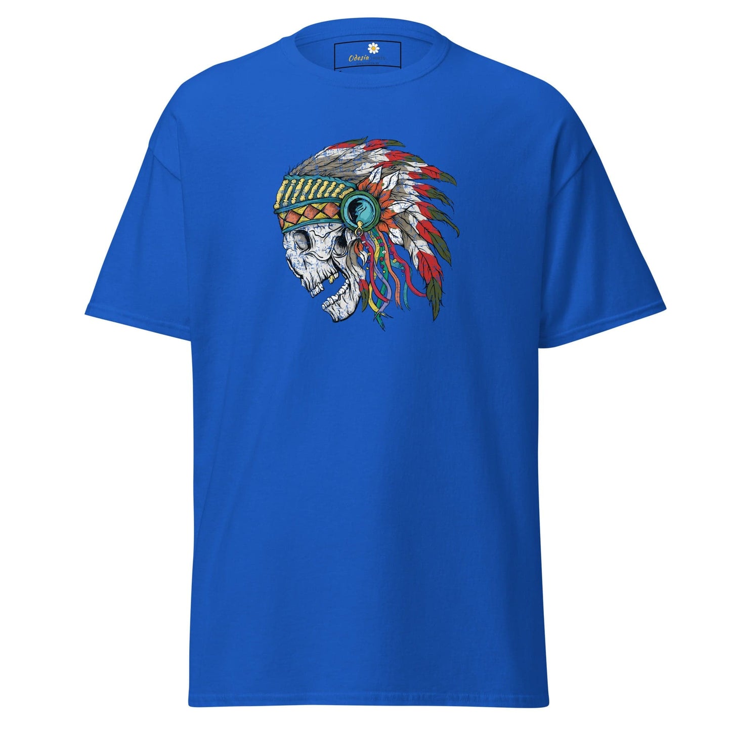 Unisex classic t-shirt - SKULL NATIVE INDIAN - REGULAR - Royal / S