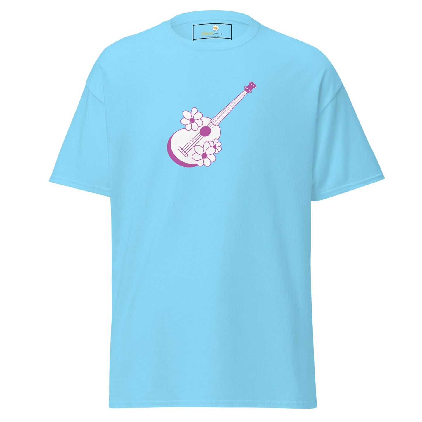 Unisex classic t-shirt - MUSIC GUITAR FLOWERS - REGULAR - Sky / S