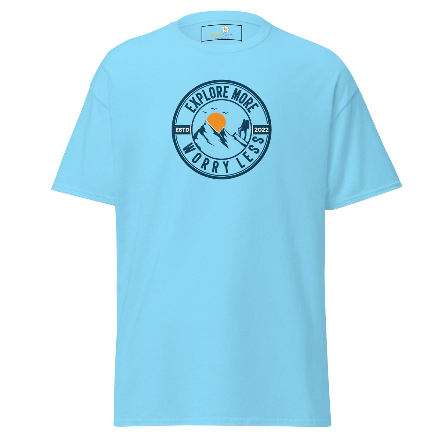 Unisex classic t-shirt - ADVENTURE EXPLORE WORRY LESS - REGULAR - Sky / S