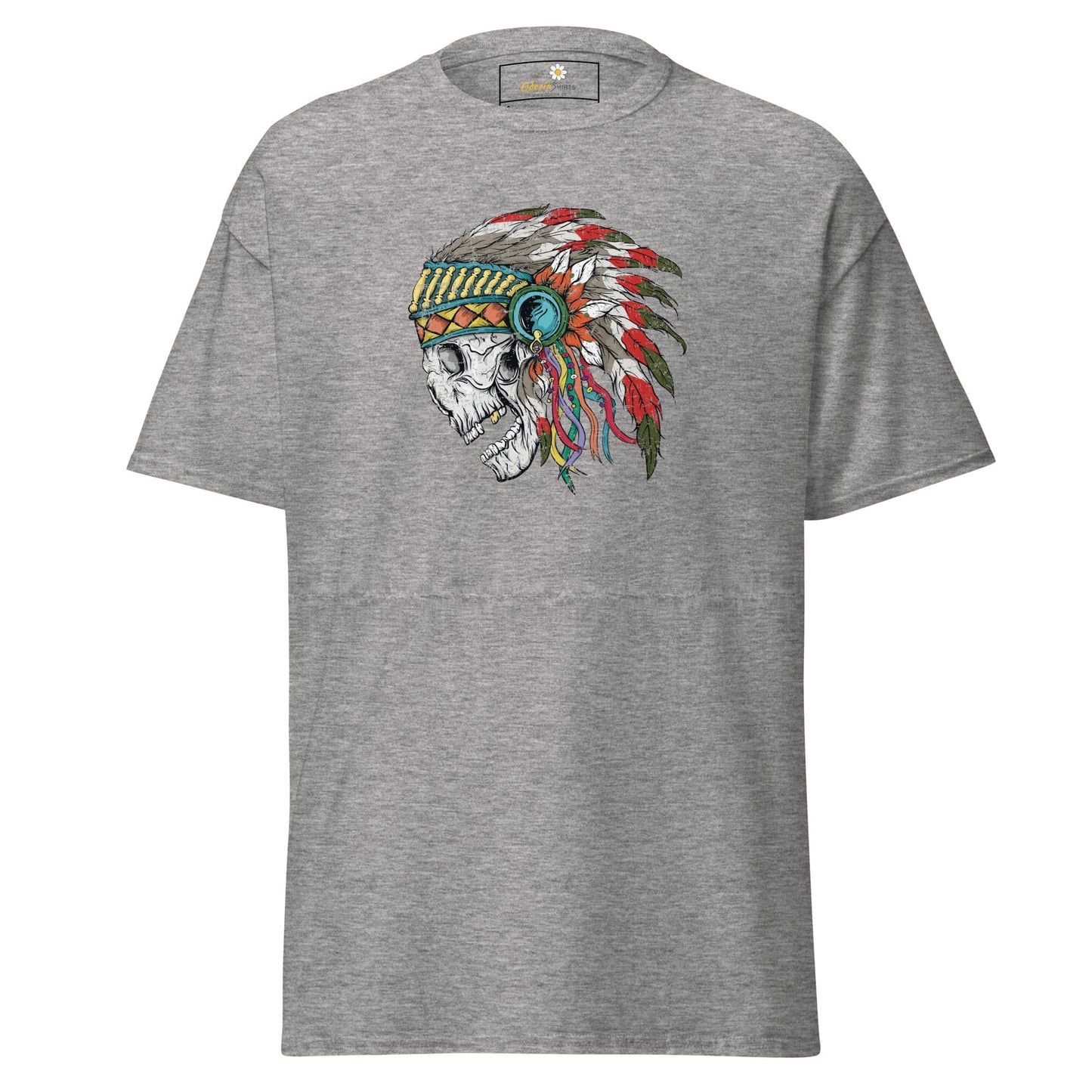 Unisex classic t-shirt - SKULL NATIVE INDIAN - REGULAR - Sport Grey / S