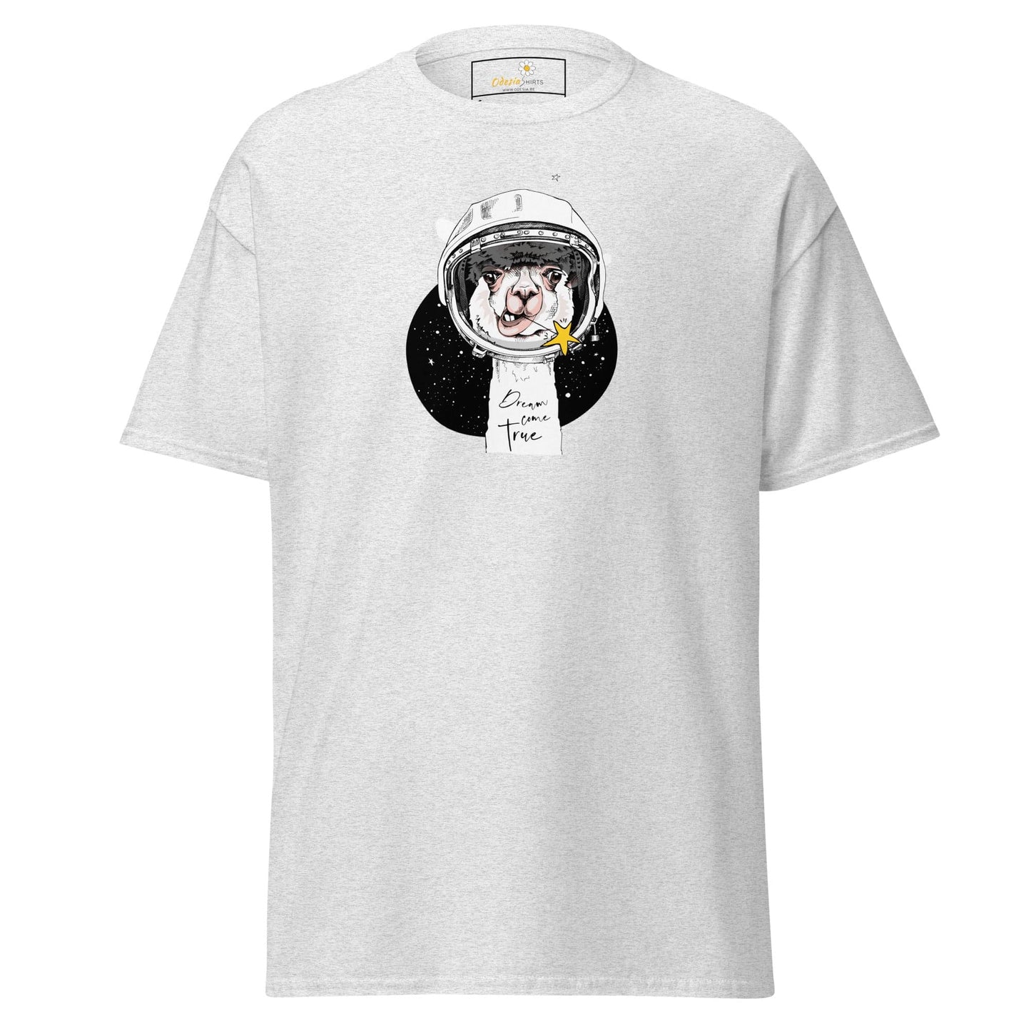 White T-shirt with Astronaut Llama graphic for Men and Women, available in S to XL