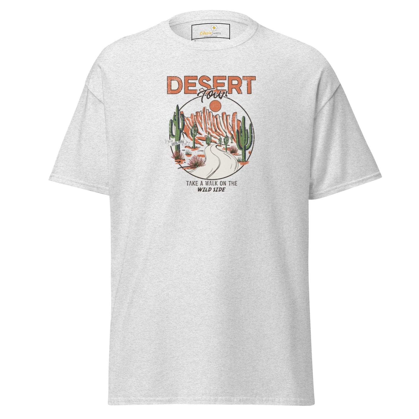 White T-shirt with desert graphic from T-SHIRT DESIGN TEE for men and women