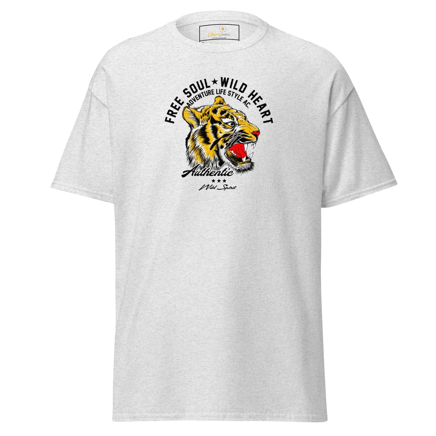 White T-shirt with tiger graphic from T-SHIRT DESIGN TEE for men and women in S to XL sizes