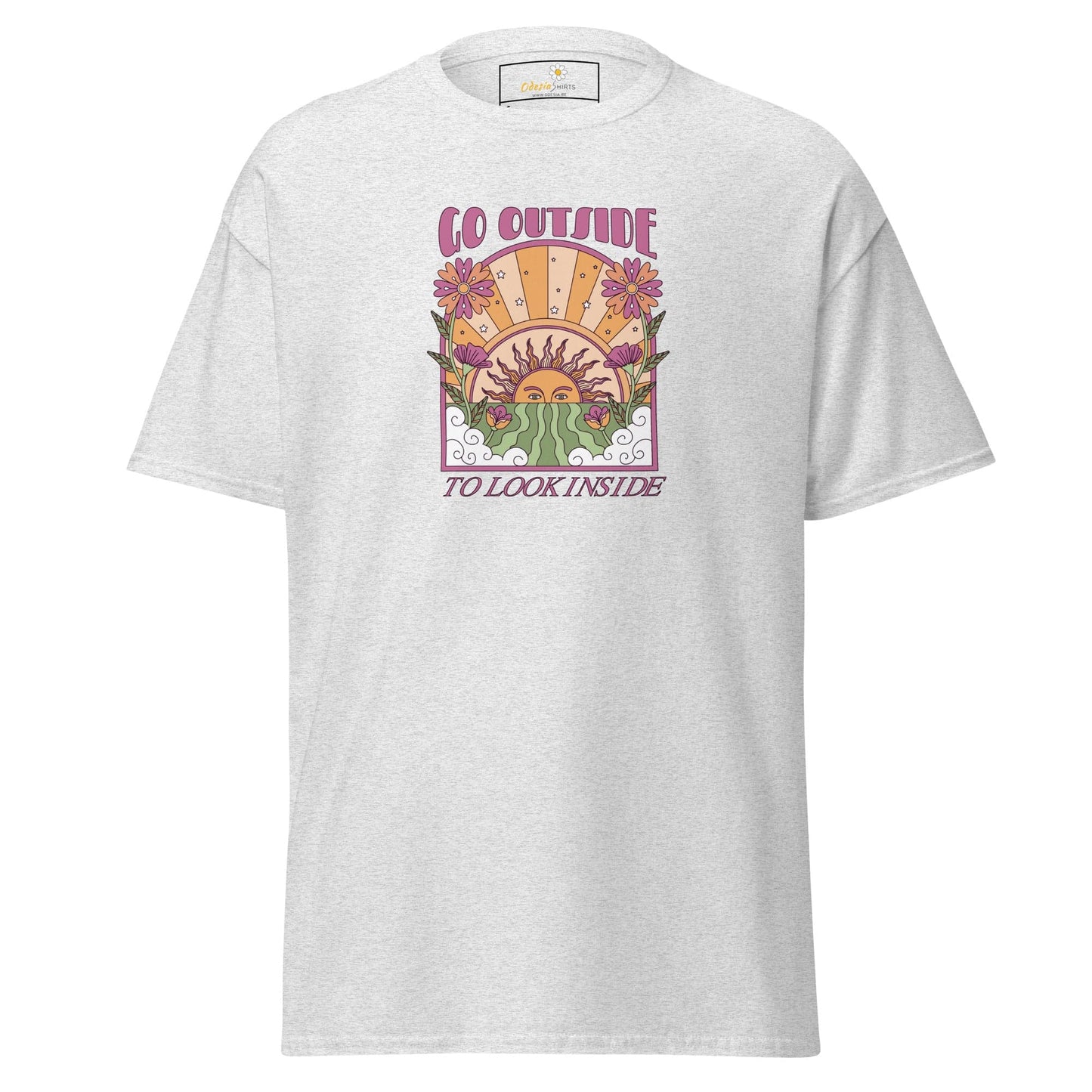 Unisex classic t-shirt - POSITIVE GO OUTSIDE LOOK INSIDE - REGULAR - Ash / S
