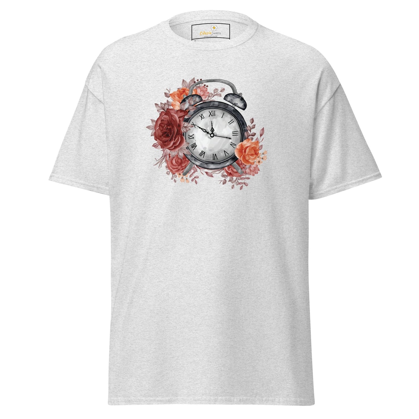 Unisex classic t-shirt - FANTASY CLOCK TIME FLOWERS - REGULAR - Ash / S