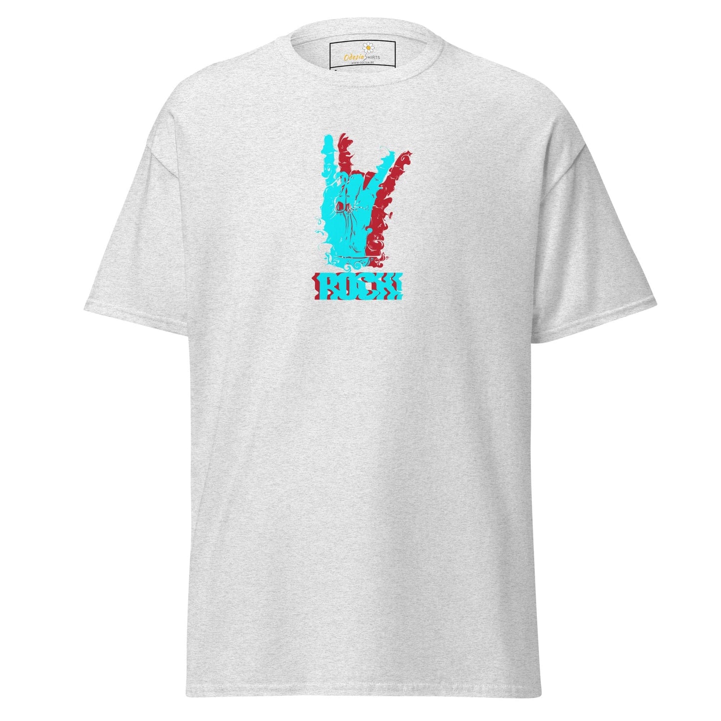 White T-shirt with hand gesture graphic for men and women, available in sizes S to XL
