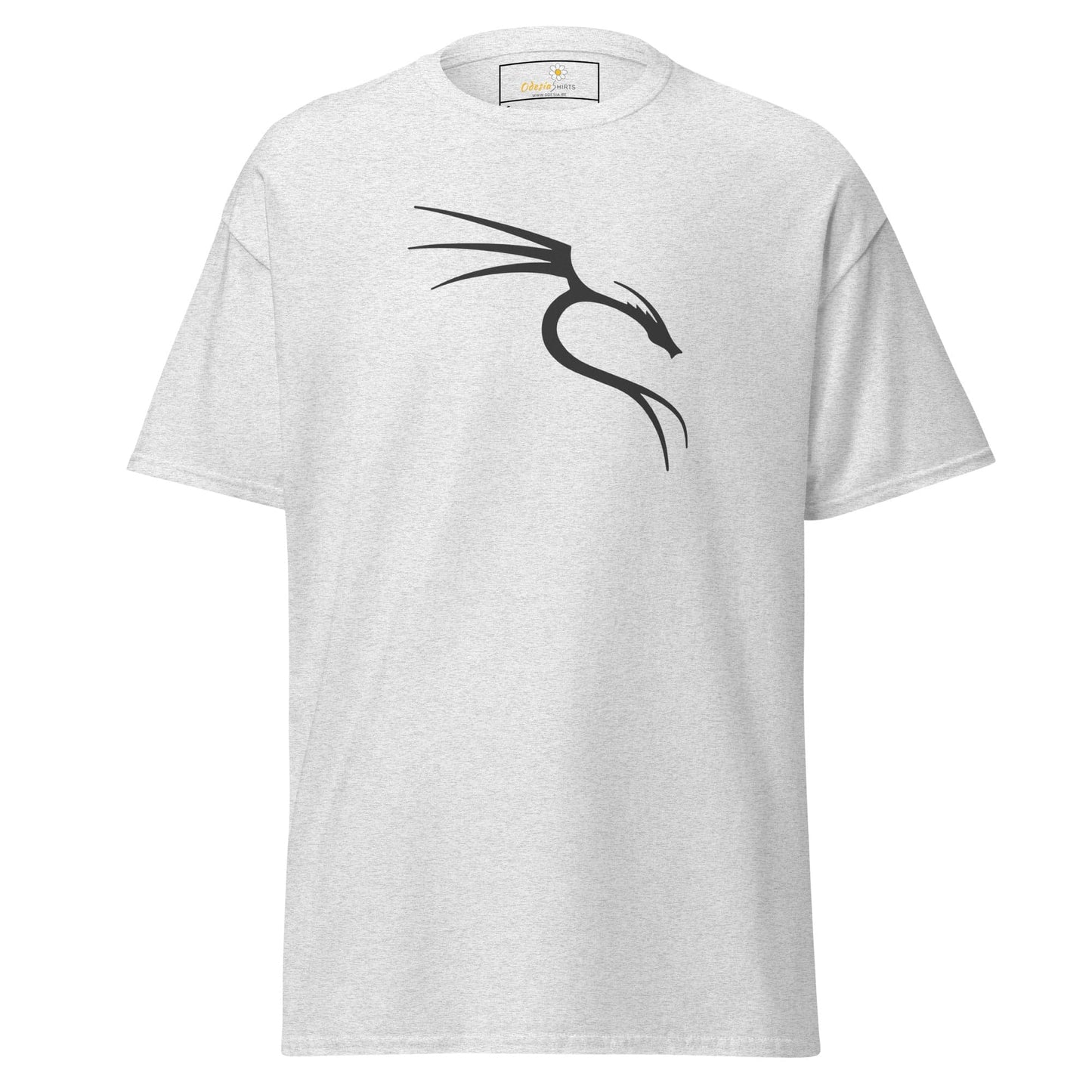 Gray T-shirt with black dragon logo from T-SHIRT DESIGN TEE for Men and Women