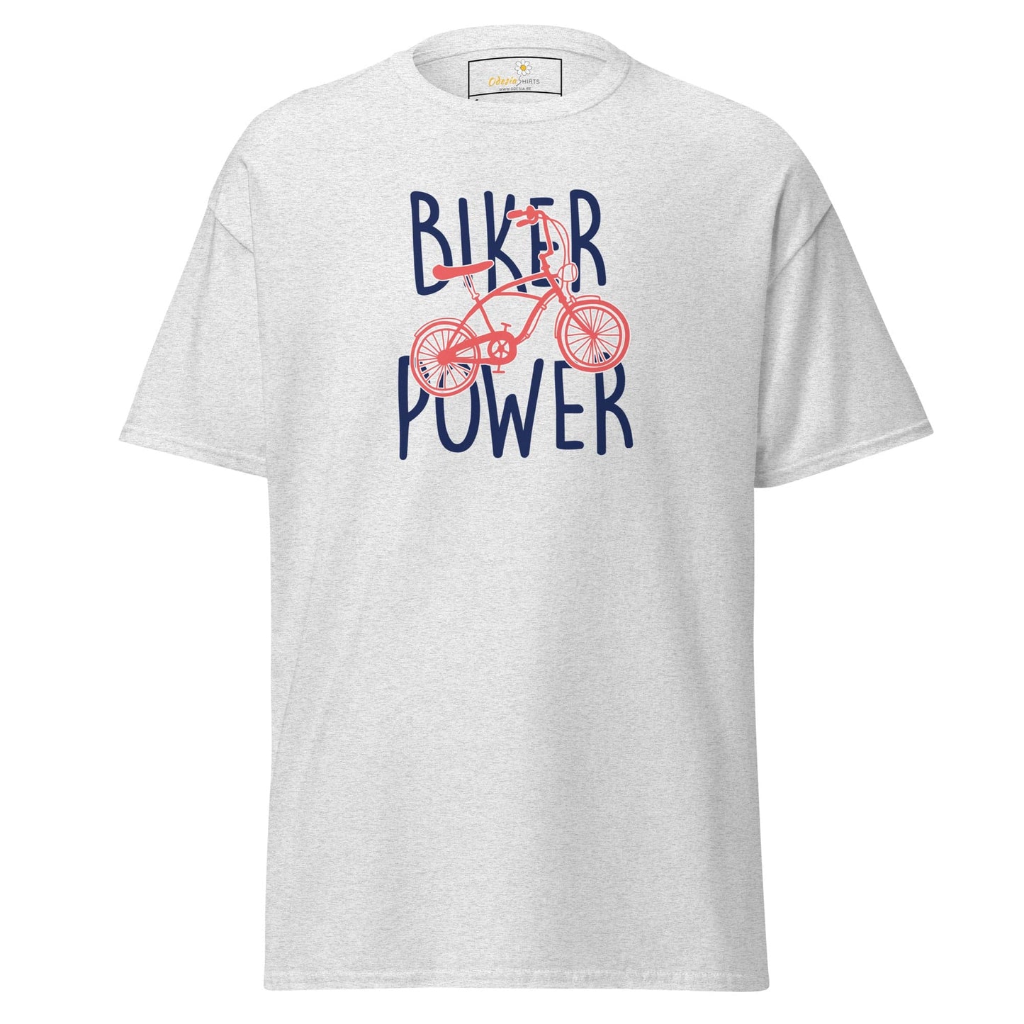 White T-shirt with bicycle graphic from T-SHIRT DESIGN TEE for Men and Women, Sizes S to XL