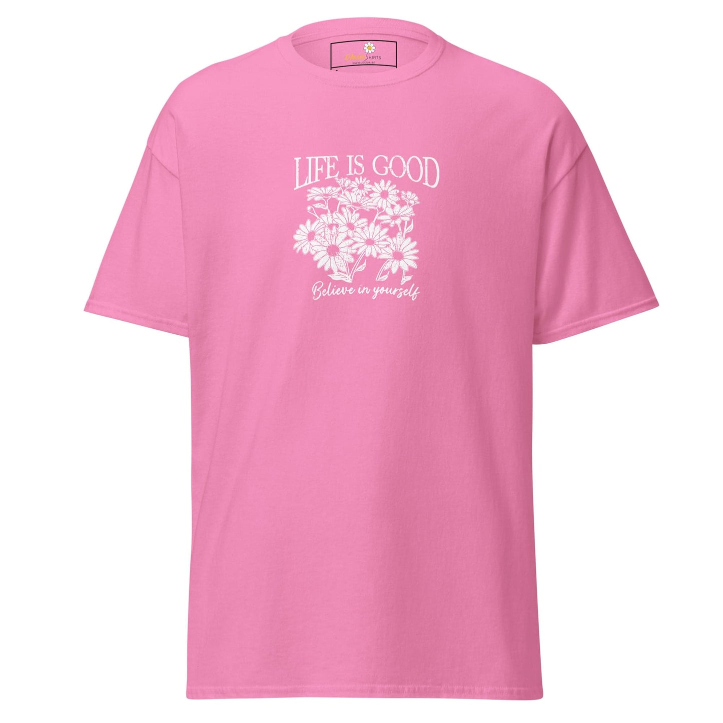 Unisex classic t-shirt - POSITIVE LIFE IS GOOD - REGULAR - Azalea / S