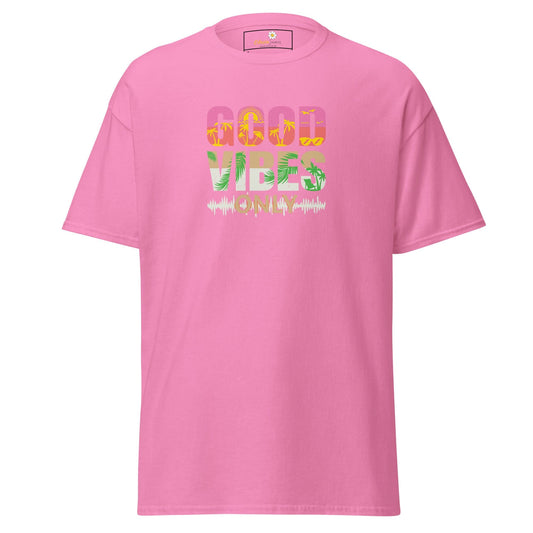 Unisex classic t-shirt - TEXT POSITIVE GOOD VIBES ONLY - REGULAR - Azalea / S