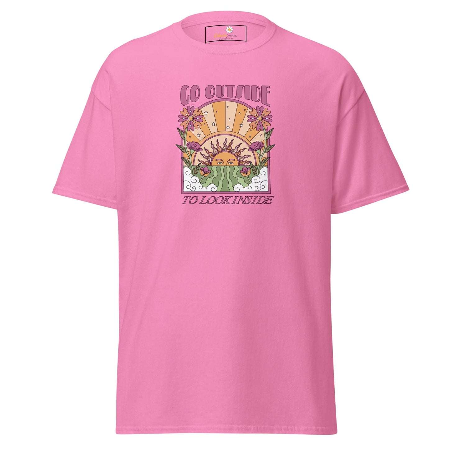 Unisex classic t-shirt - POSITIVE GO OUTSIDE LOOK INSIDE - REGULAR - Azalea / S