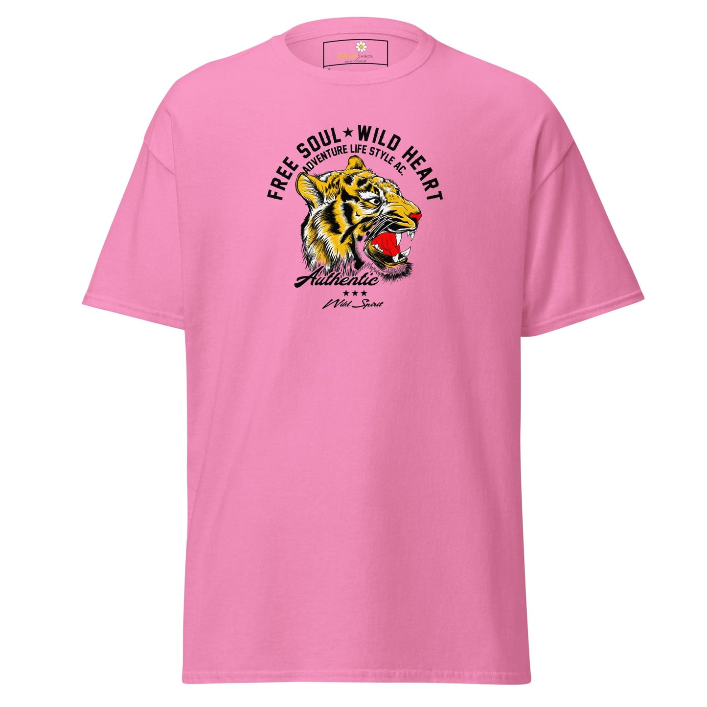 Pink T-shirt with tiger graphic from T-SHIRT DESIGN TEE for Men and Women S to XL