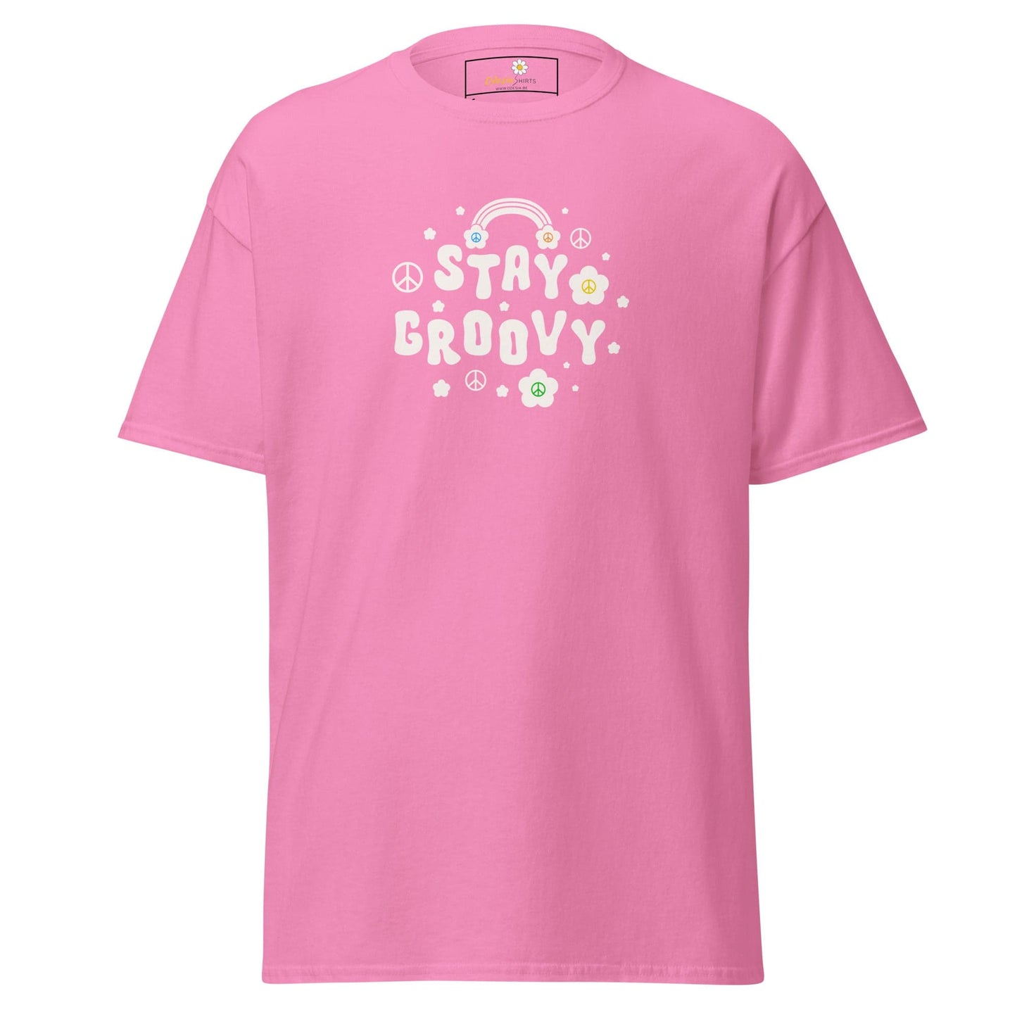 Unisex classic t-shirt - POSITIVE STAY GROOVY FLOWERS - REGULAR - Azalea / S