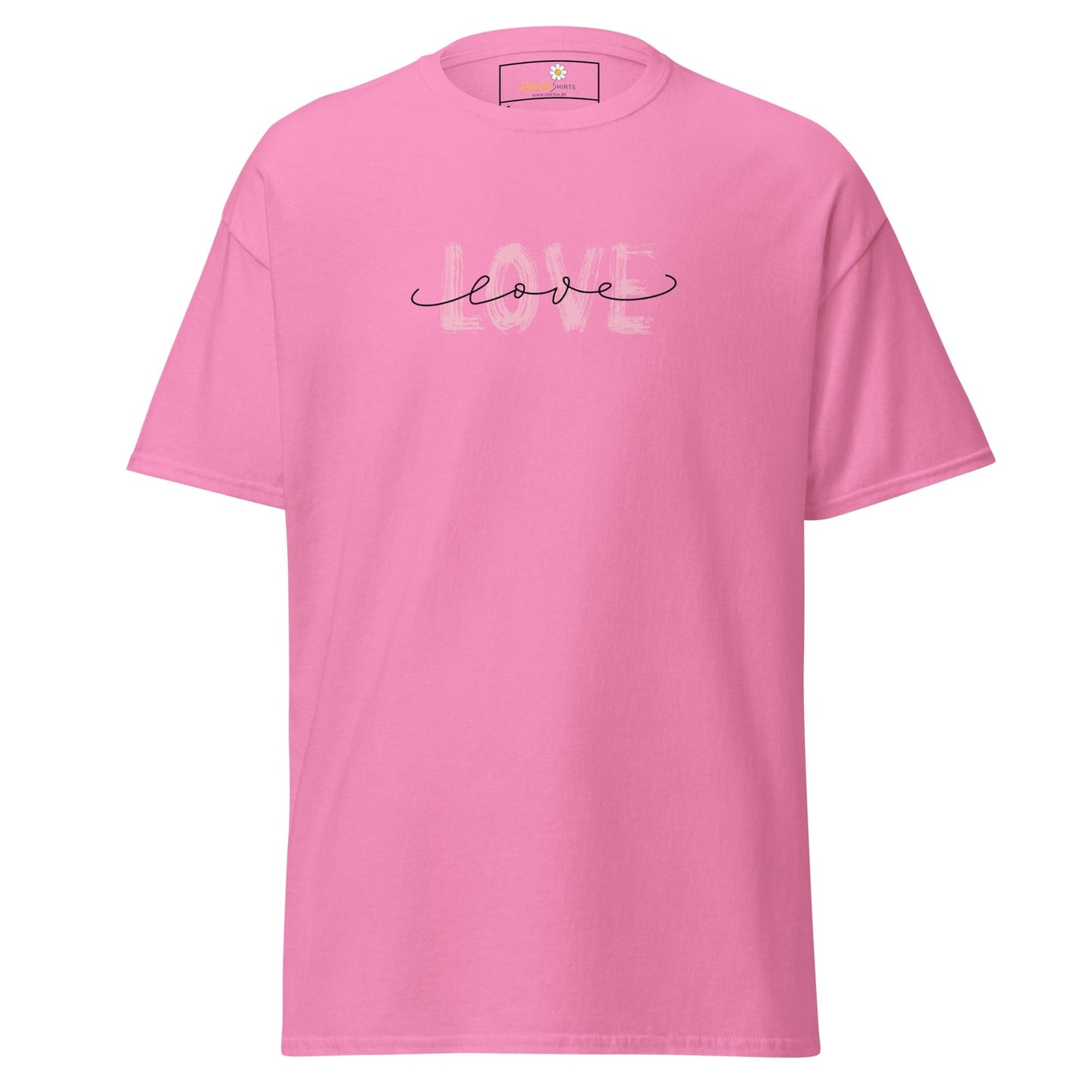 Pink T-shirt with love design from T-SHIRT DESIGN TEE for men and women sizes S to XL