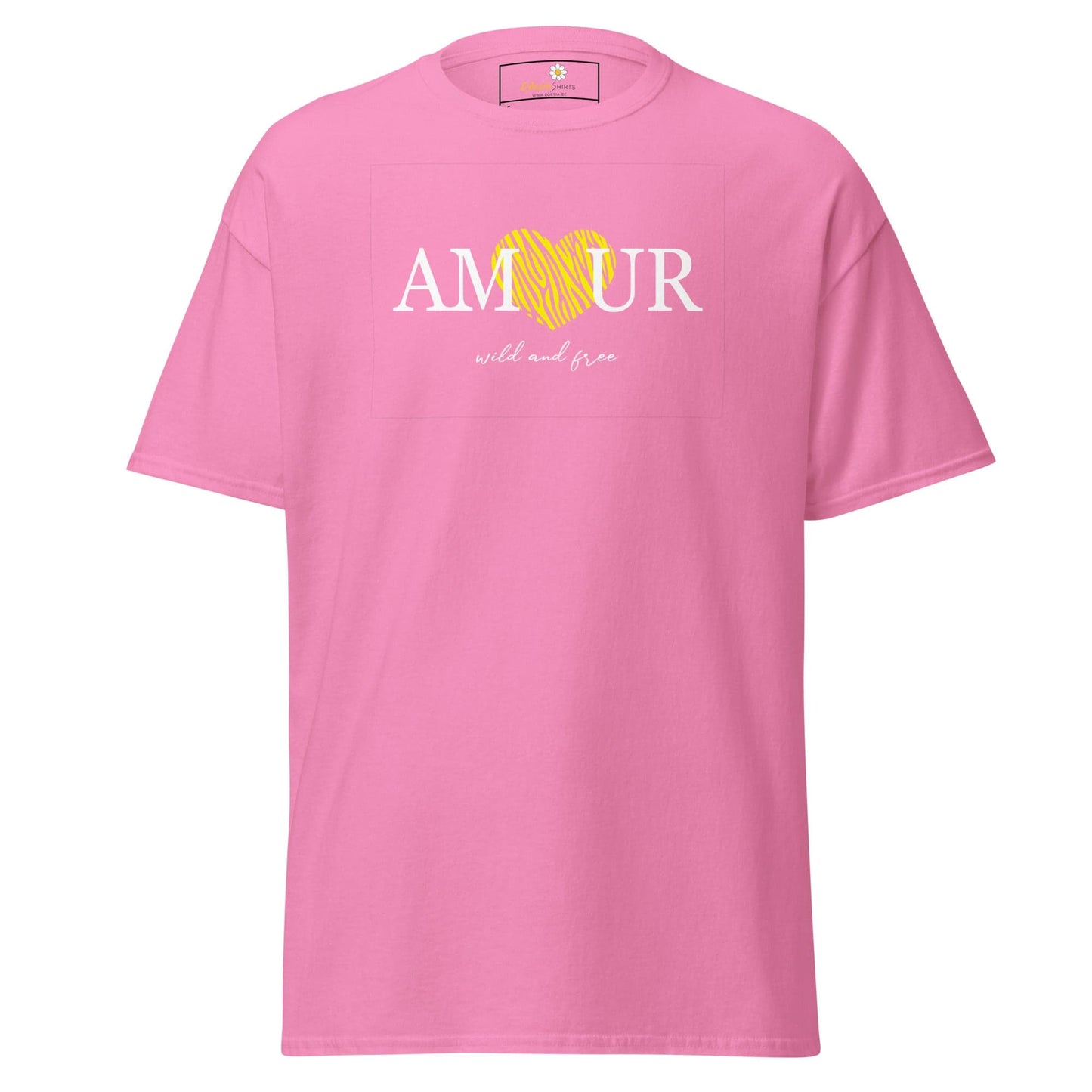 Unisex classic t-shirt TEXT AMOUR WILD N FREE - REGULAR - Azalea / S