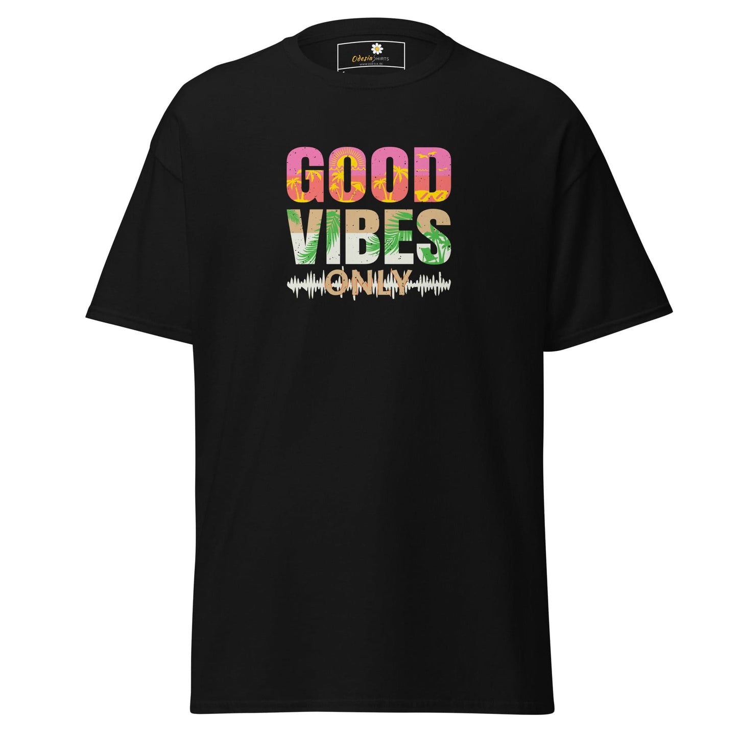 Unisex classic t-shirt - TEXT POSITIVE GOOD VIBES ONLY - REGULAR - Black / S