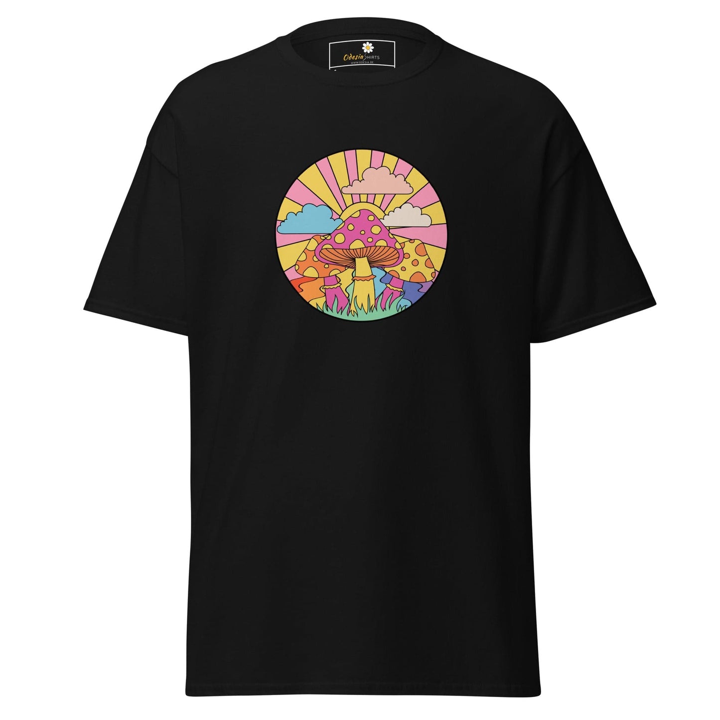 Unisex classic t-shirt - POSITIVE MYSTIC SUNNY MUSHROOMS - REGULAR - Black / S