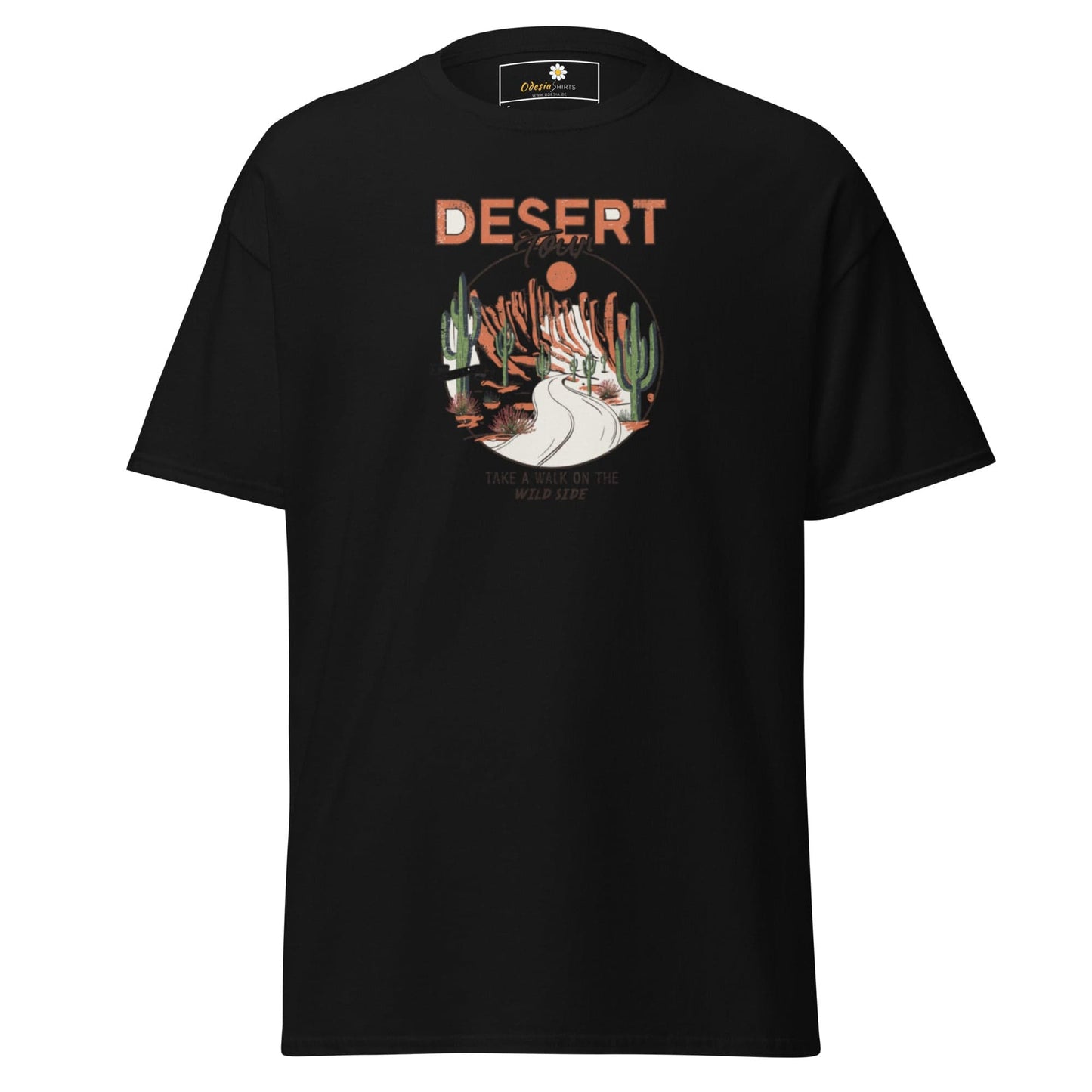 Black T-shirt with desert graphic from T-SHIRT DESIGN TEE for Men and Women S to XL