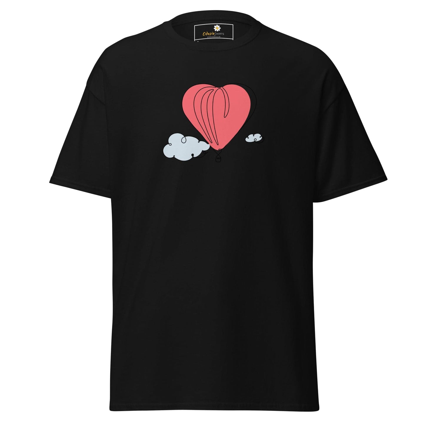 Black T-shirt with heart balloon design from T-SHIRT DESIGN TEE for men and women