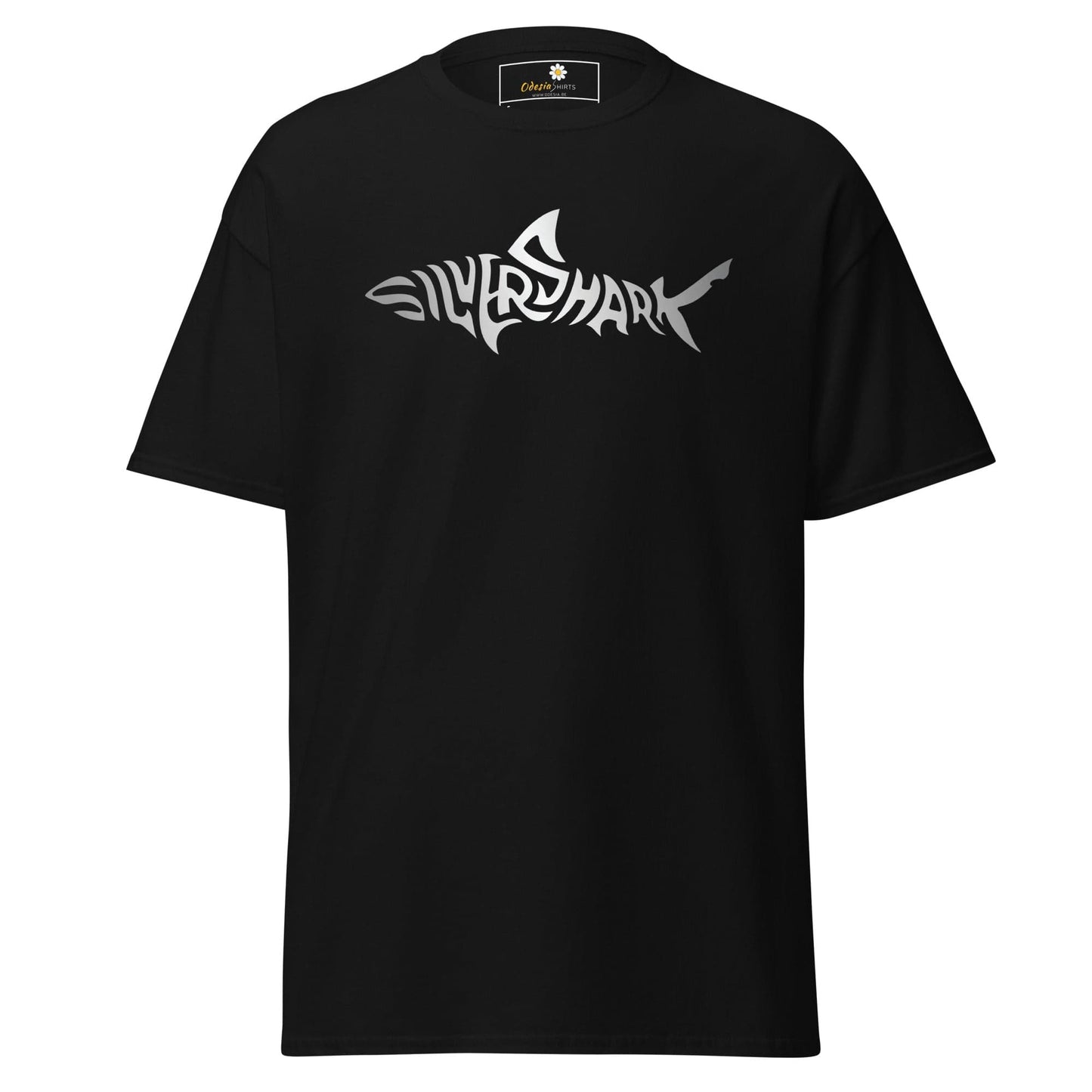 Black t-shirt featuring a Shark graphic from T-SHIRT DESIGN TEE for Men and Women