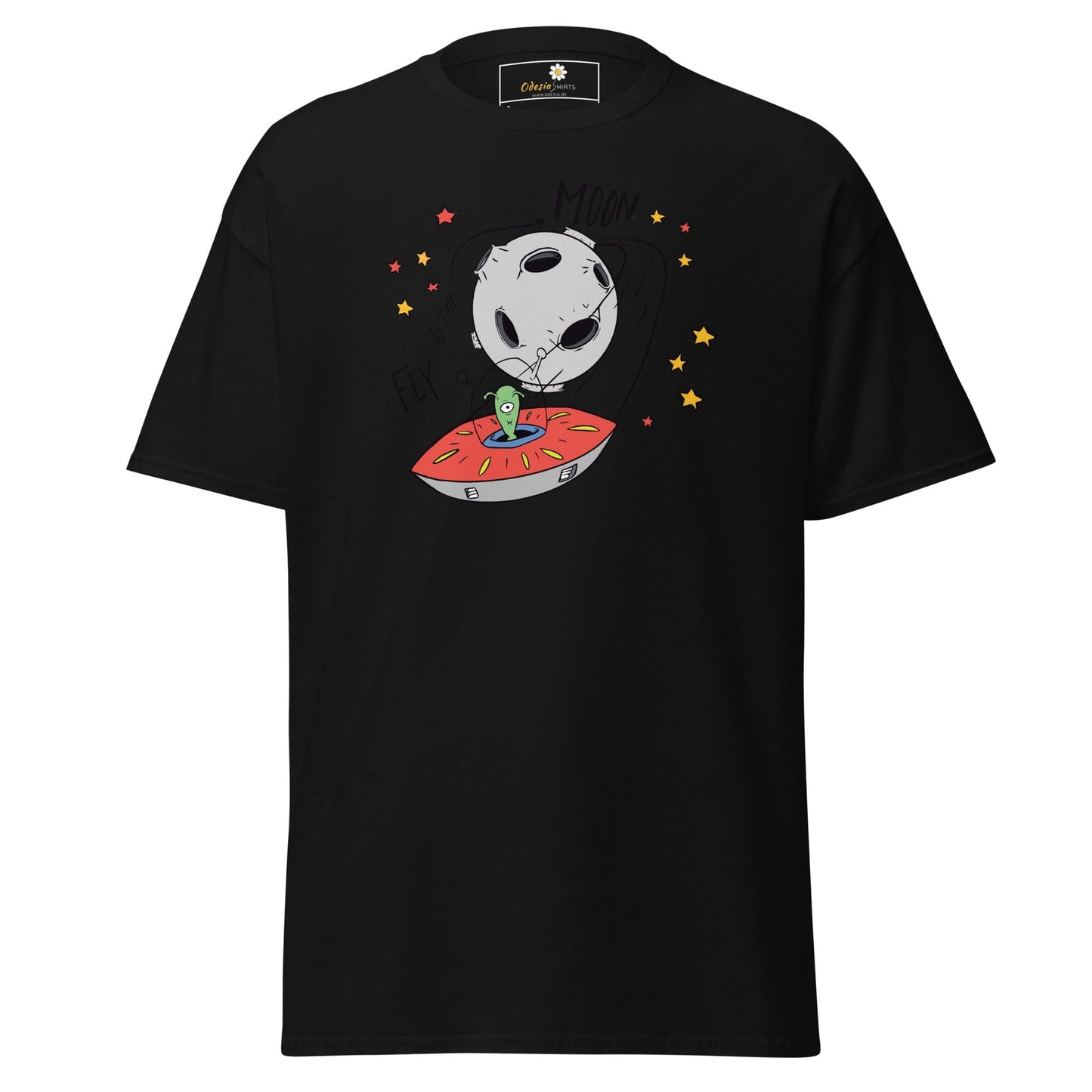 Unisex classic t-shirt - SPACE ALIEN MOON - REGULAR - Black / S