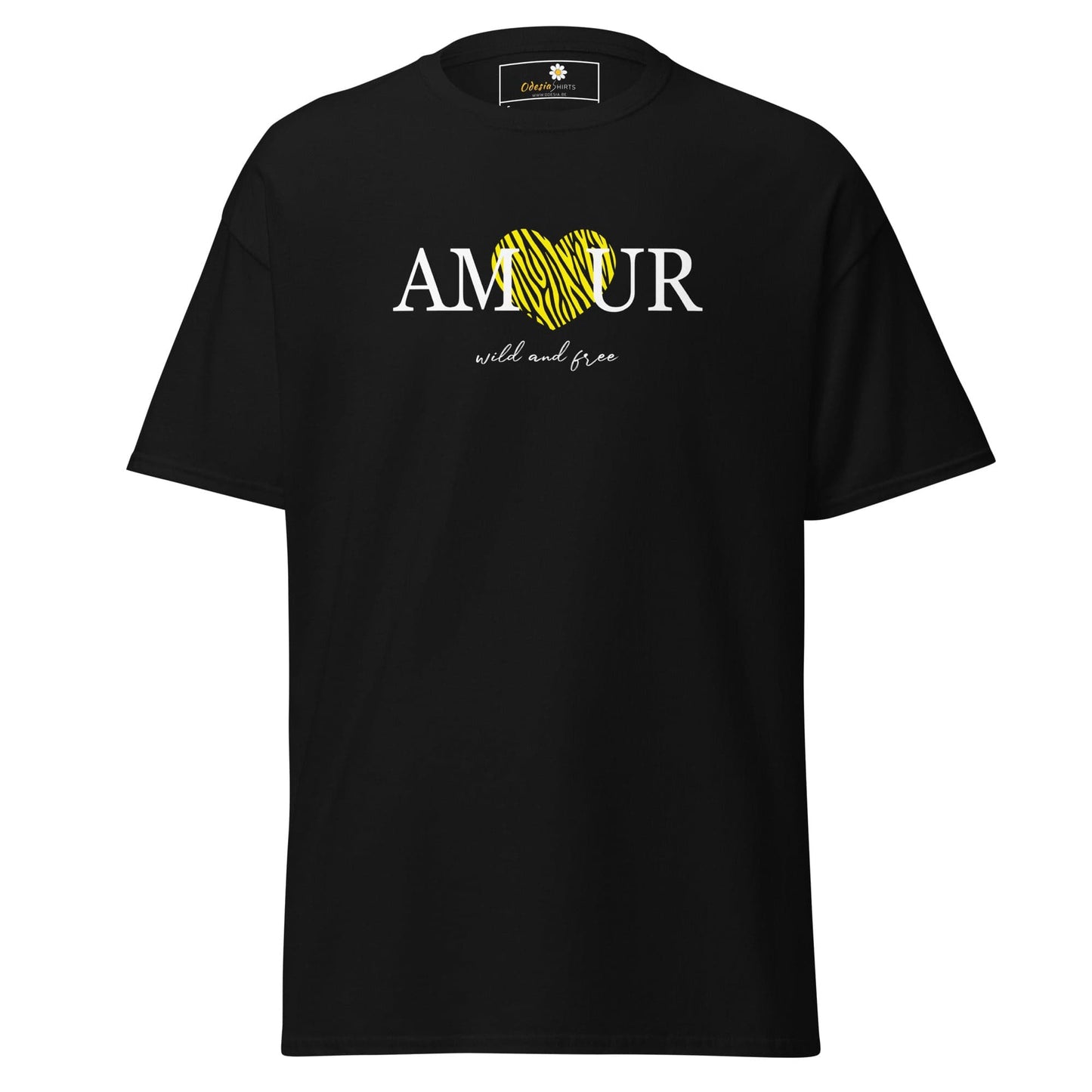 Unisex classic t-shirt TEXT AMOUR WILD N FREE - REGULAR - Black / S