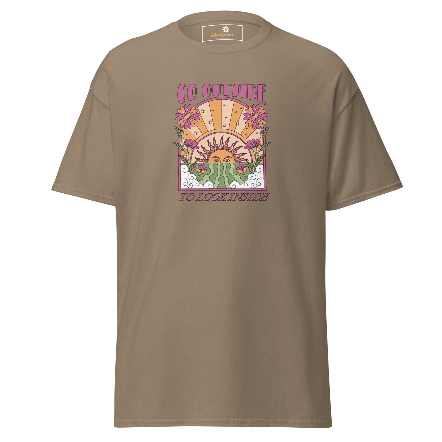 Unisex classic t-shirt - POSITIVE GO OUTSIDE LOOK INSIDE - REGULAR - Brown Savana / S