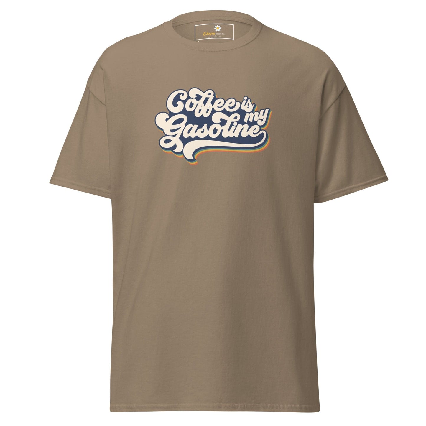 Unisex classic t-shirt - TEXT COFFEE IS MY GASEOLINE - REGULAR - Brown Savana / S