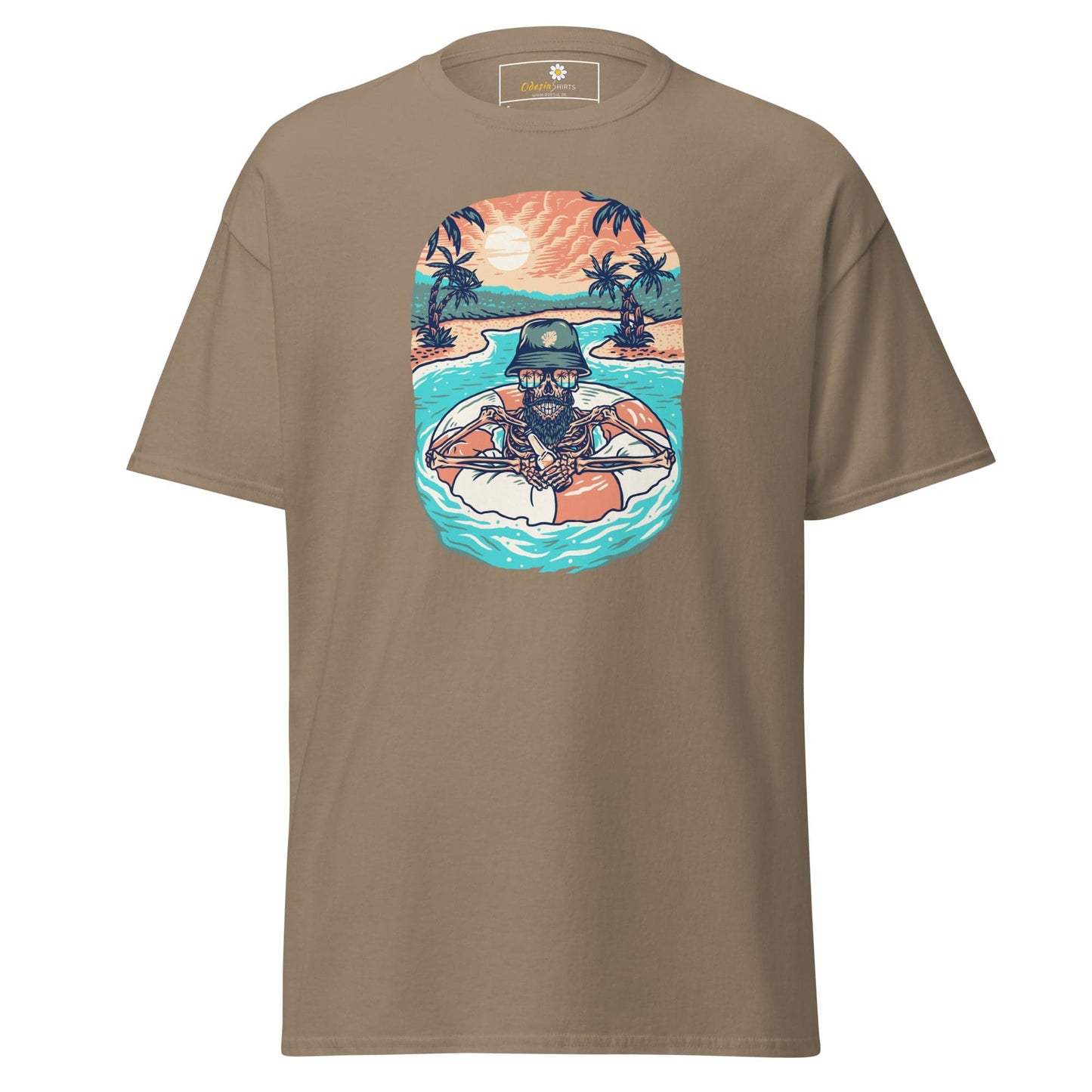 Unisex classic tshirt - SKULL SUMMER POOL - REGULAR - Brown Savana / S
