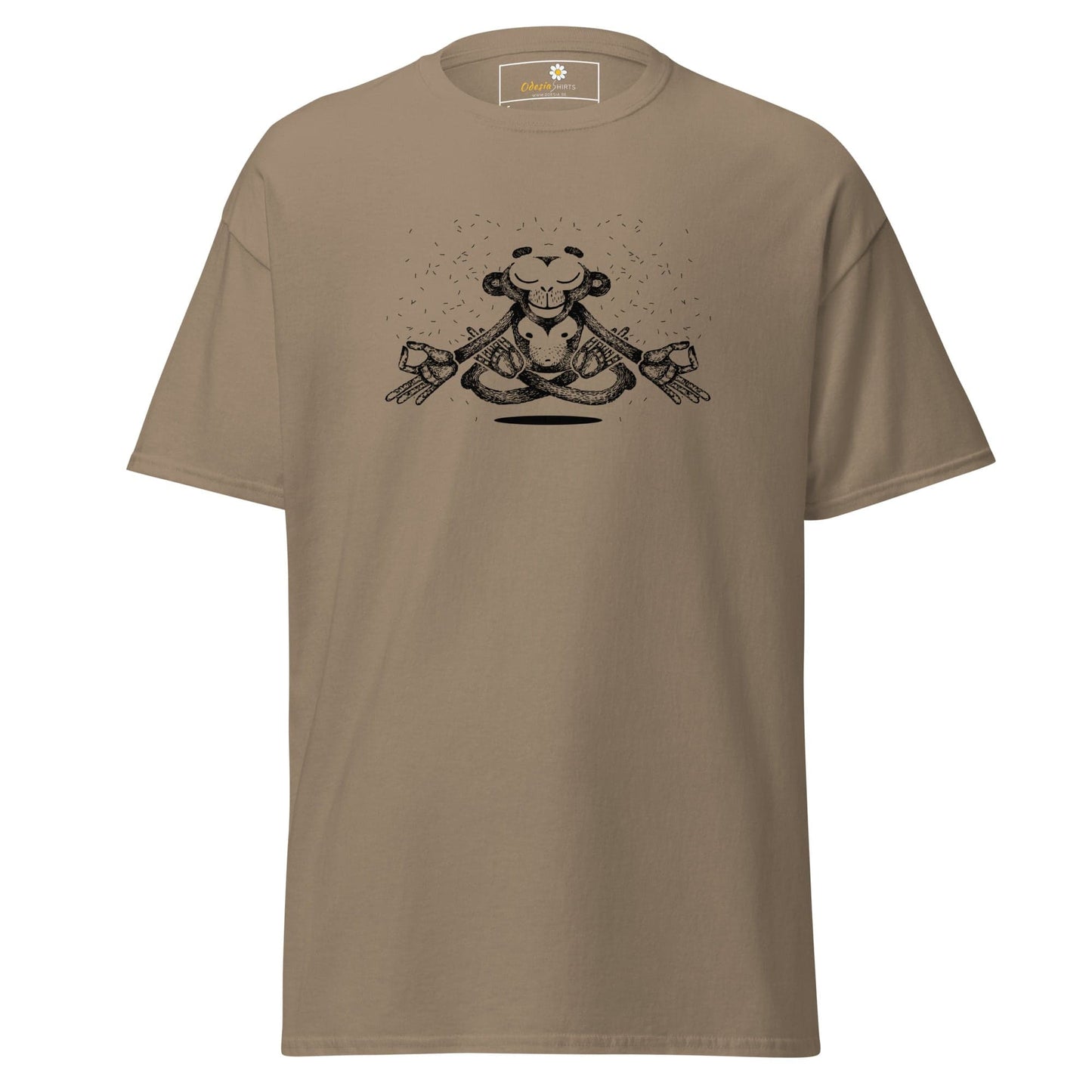 Khaki T-shirt with monkey graphic from T-SHIRT DESIGN TEE for Men and Women S to XL