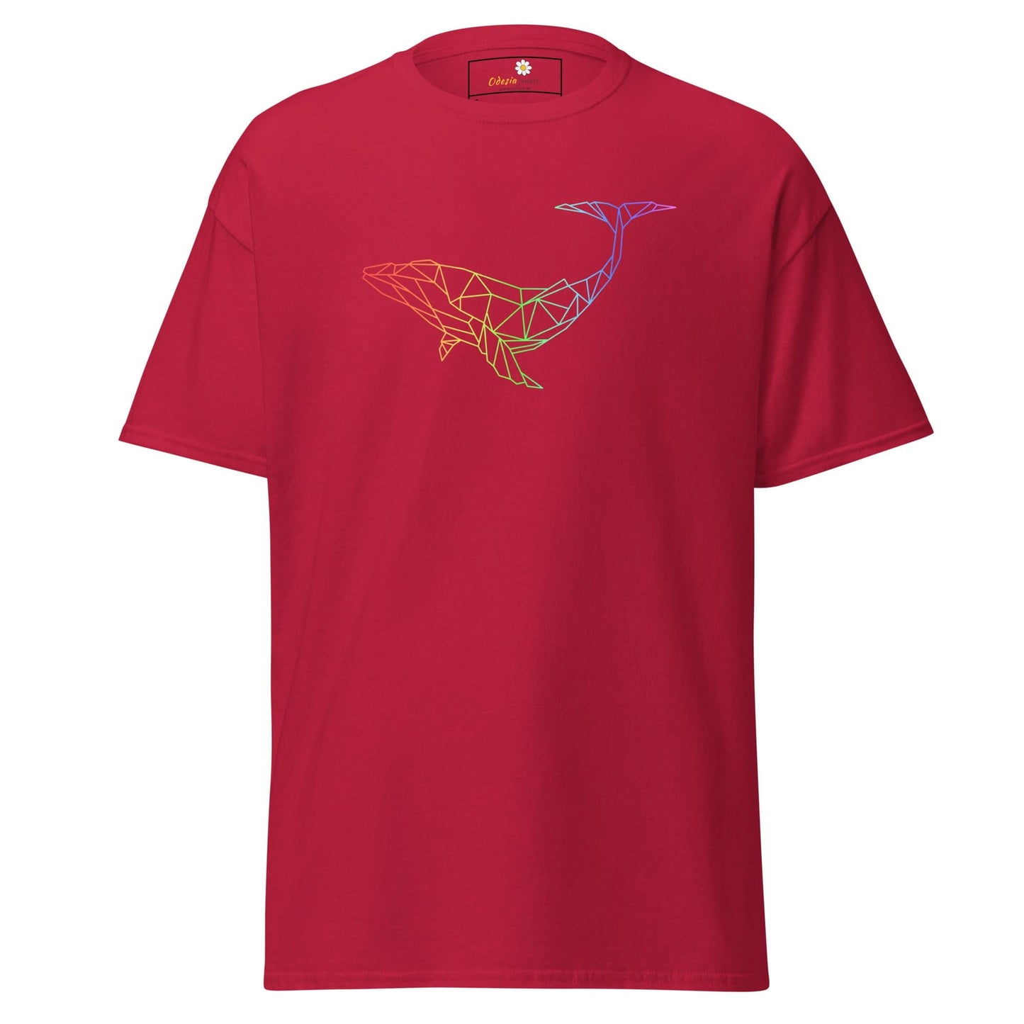 Red T-shirt with geometric whale design from T-SHIRT DESIGN TEE for Men and Women