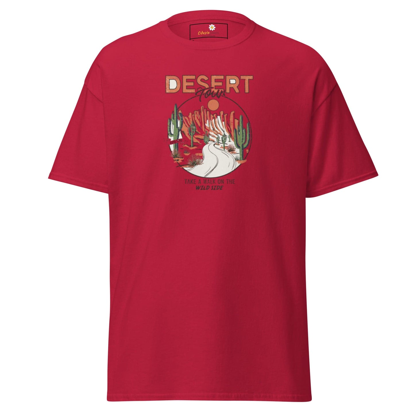 Red T-shirt with desert graphic from T-SHIRT DESIGN TEE for Man and Woman sizes S to XL