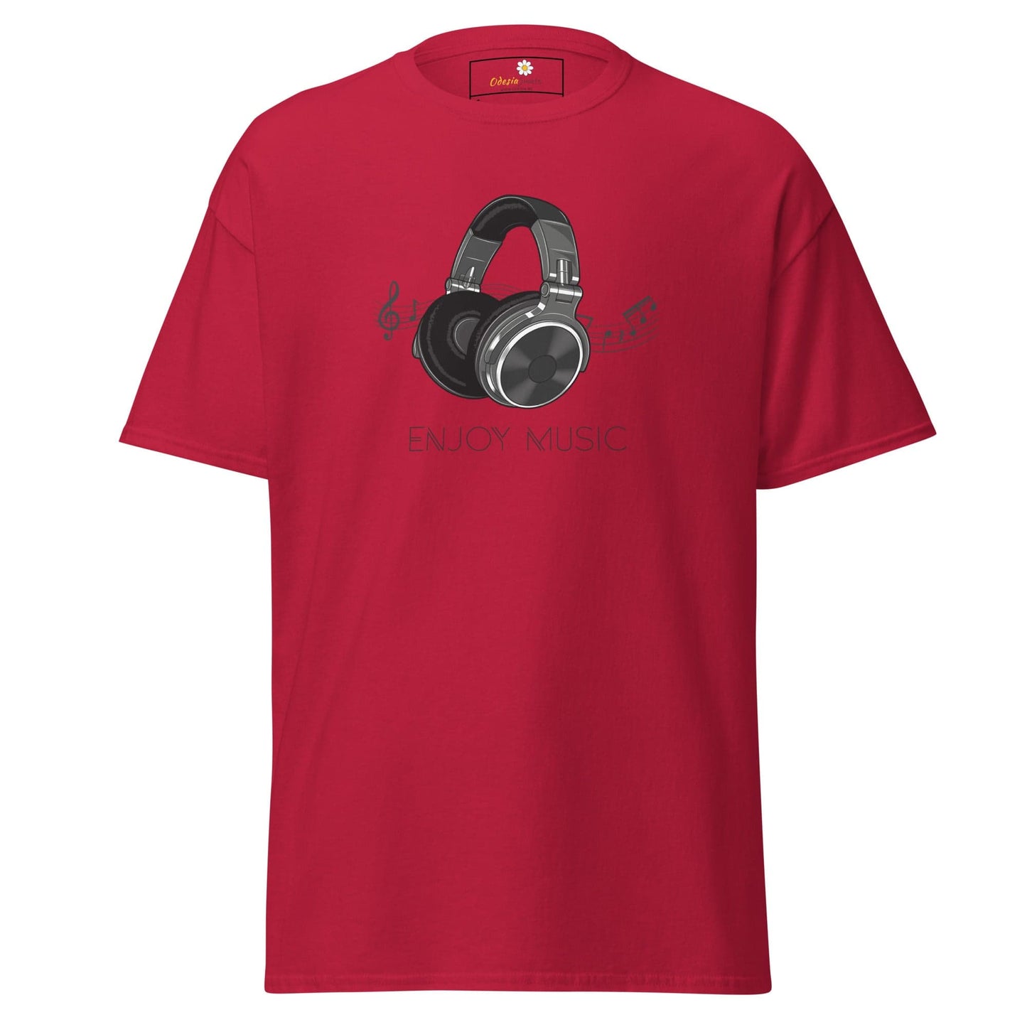 Red T-shirt with headphone graphic from T-SHIRT DESIGN TEE for Men and Women S to XL