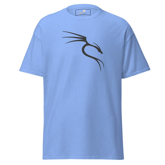 Light blue T-shirt with a black dragon design for men and women in sizes S to XL