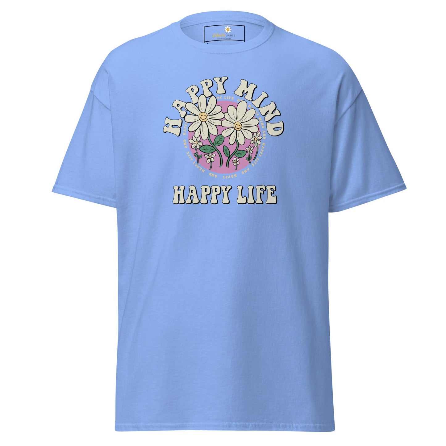 Unisex classic t-shirt - POSITIVE HAPPY MIND LIFE - REGULAR - Carolina Blue / S