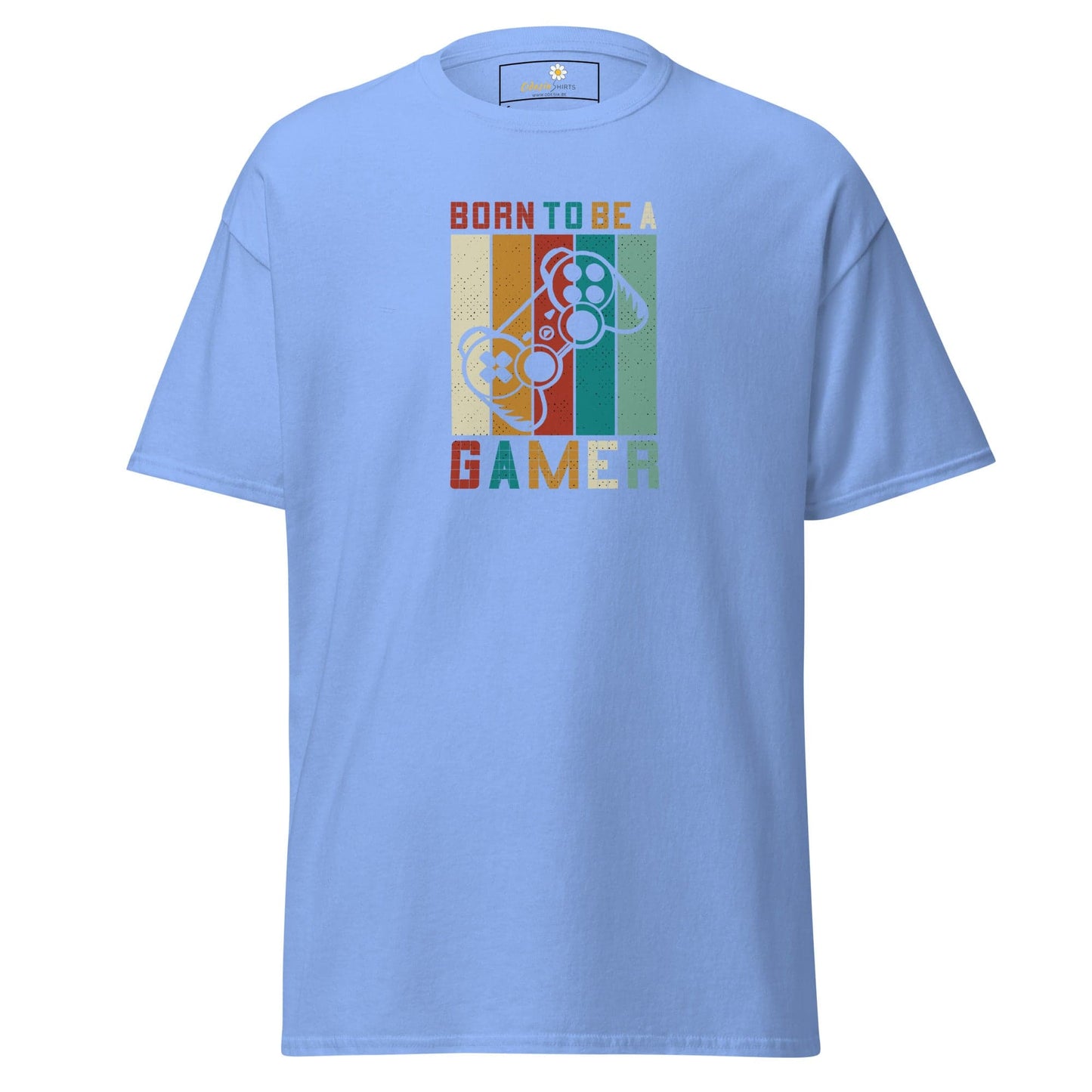 Light blue T-shirt with gamer design for Men and Women in sizes S to XL