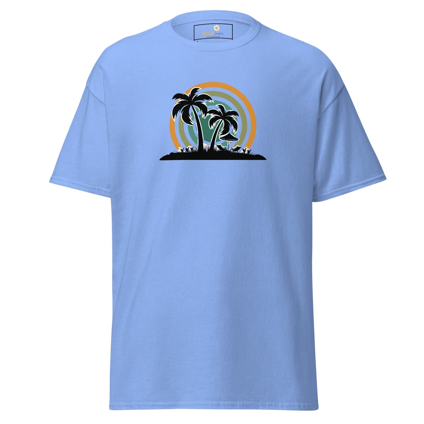 Light blue T-shirt with Palm Tree Design for Men and Women in sizes S to XL