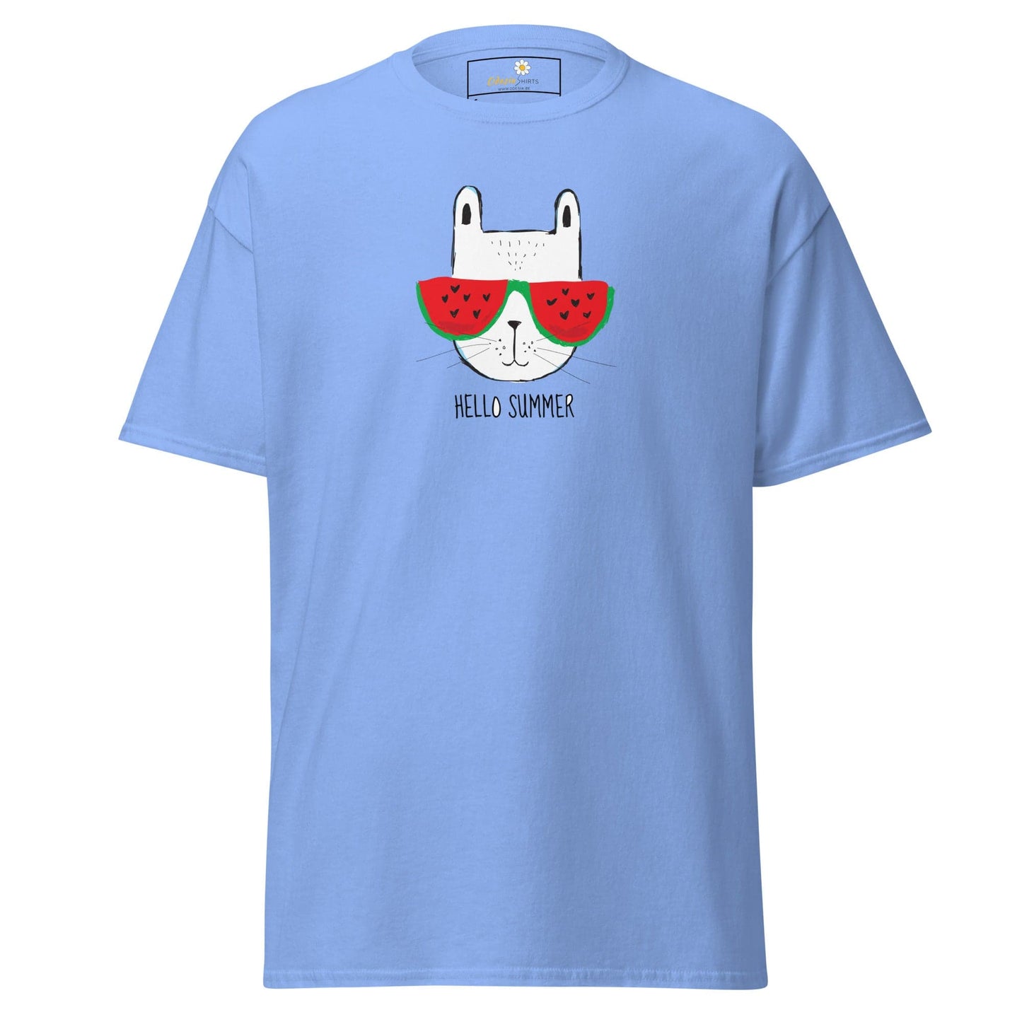 Unisex classic t-shirt - SUMMER HELLO CAT - REGULAR - Carolina Blue / S