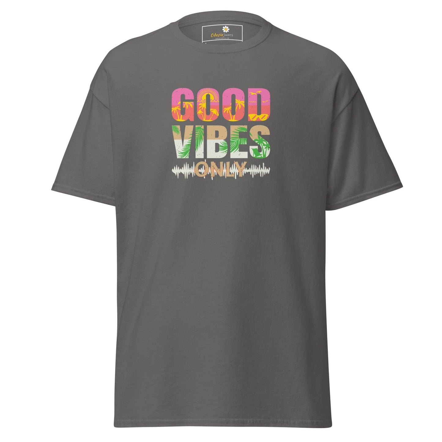 Unisex classic t-shirt - TEXT POSITIVE GOOD VIBES ONLY - REGULAR - Charcoal / S