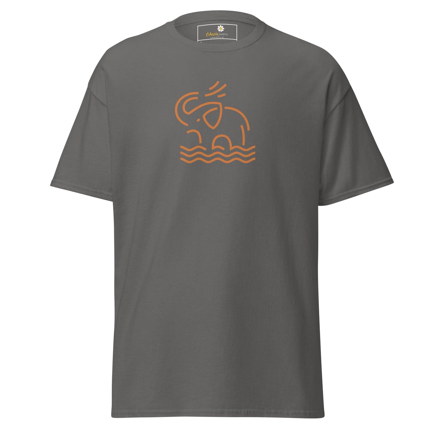 Unisex classic t-shirt - WILD LIFE ELEPHANT ORANGE - REGULAR - Charcoal / S