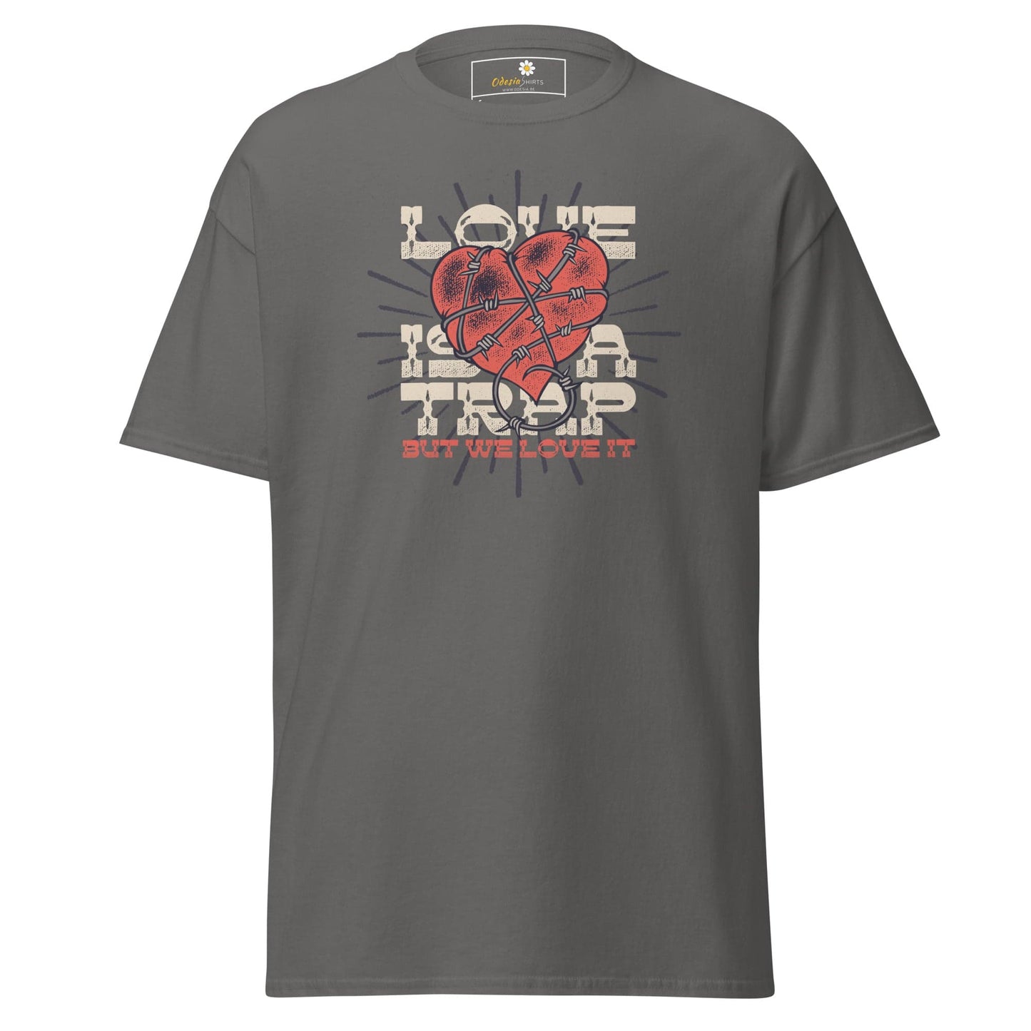 Unisex classic t-shirt - VINTAGE LOVE IS A TRAP - REGULAR - Charcoal / S