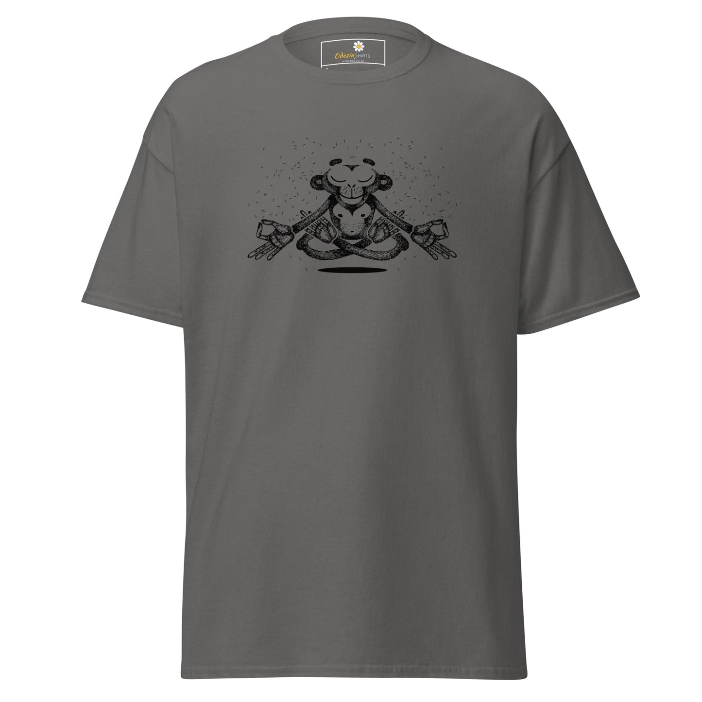 Gray T-shirt with monkey graphic for men and women in size S to XL