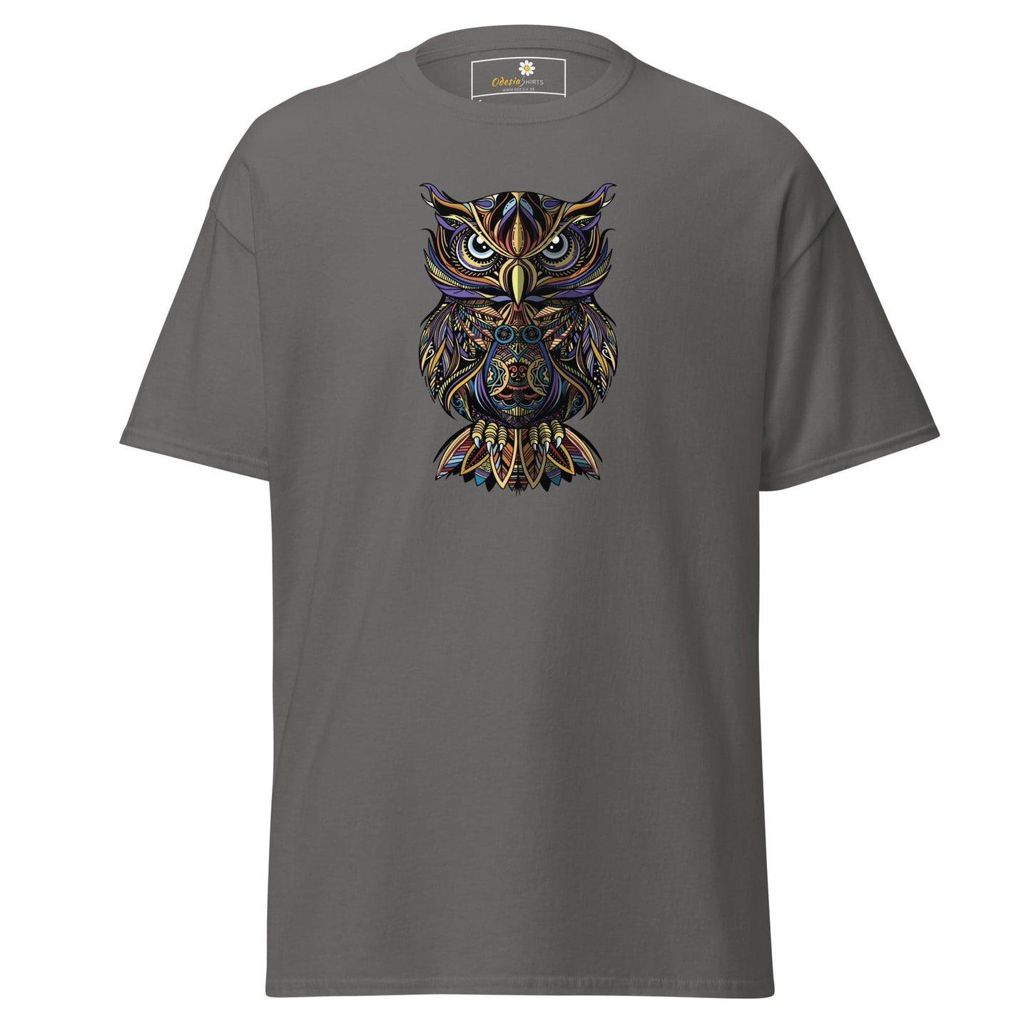 Unisex classic t-shirt - WILD LIFE ABSTRACT OWL - REGULAR - Charcoal / S