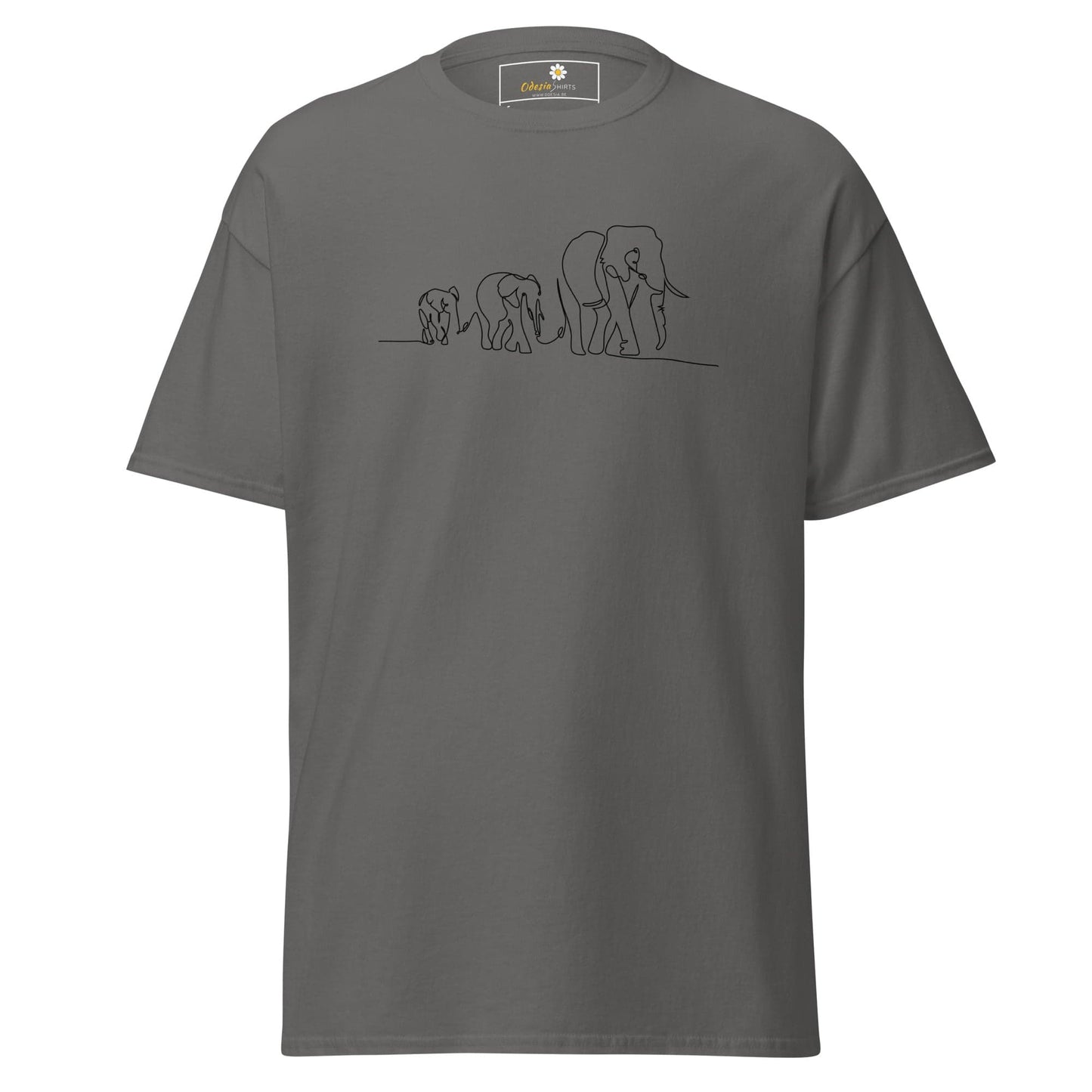 Unisex classic t-shirt - WILD LIFE ELEPHANTS IN LINE - REGULAR - Charcoal / S
