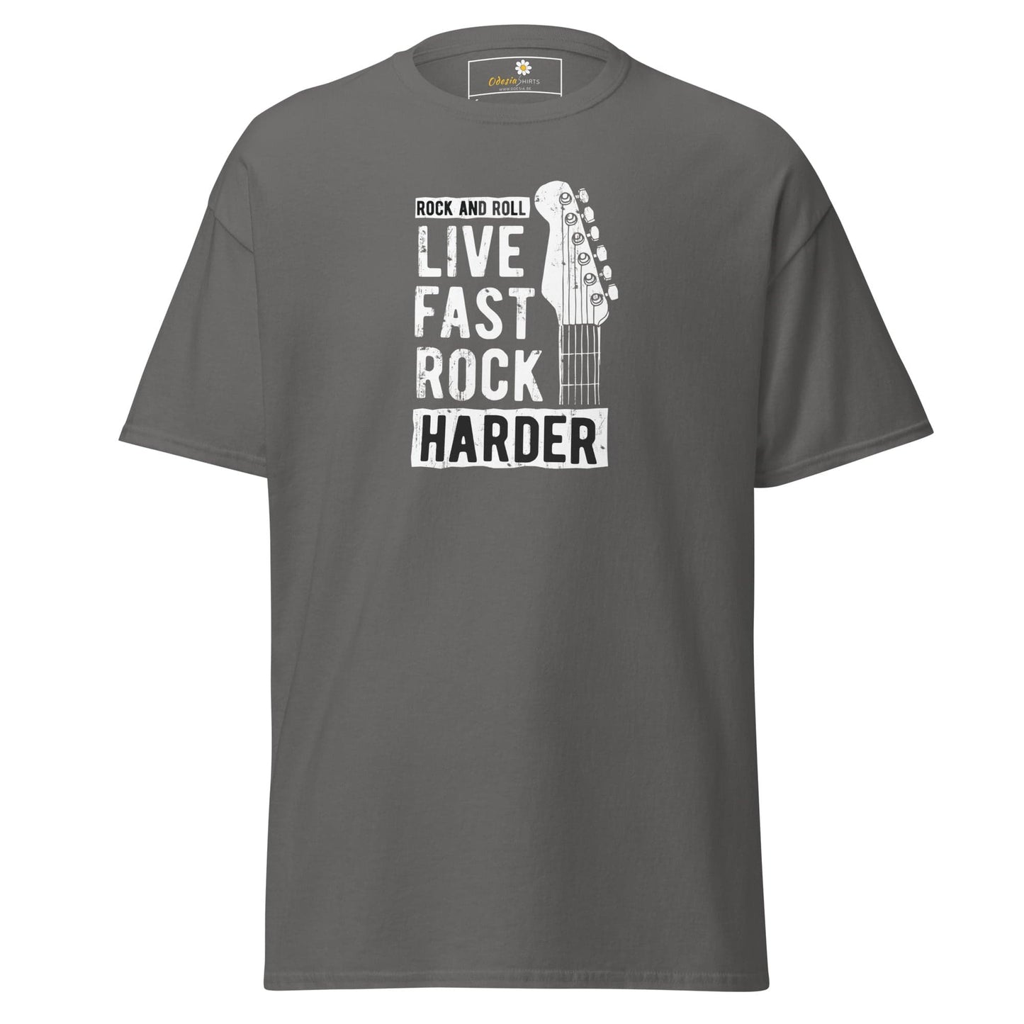 Unisex classic t-shirt - MUSIC LIVE FAST ROCK HARDER - REGULAR - Charcoal / S