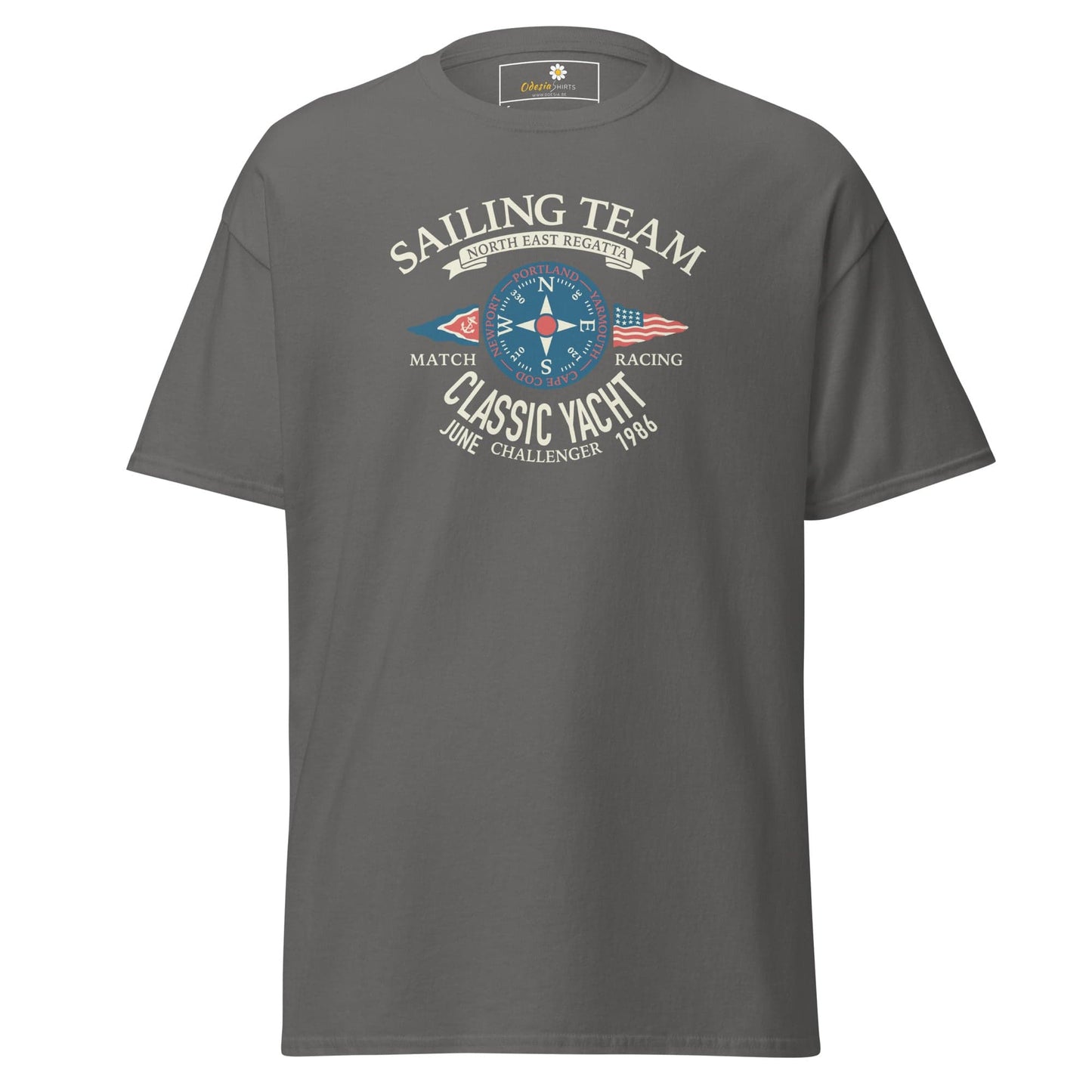 Gray T-shirt with sailing graphic from T-SHIRT DESIGN TEE for Men and Women