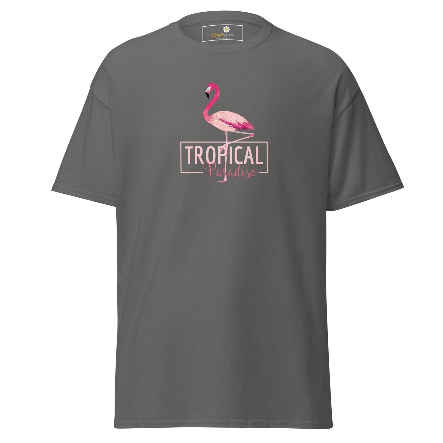 Unisex classic t-shirt - WILD LIFE PARADISE FLAMINGO - REGULAR - Charcoal / S