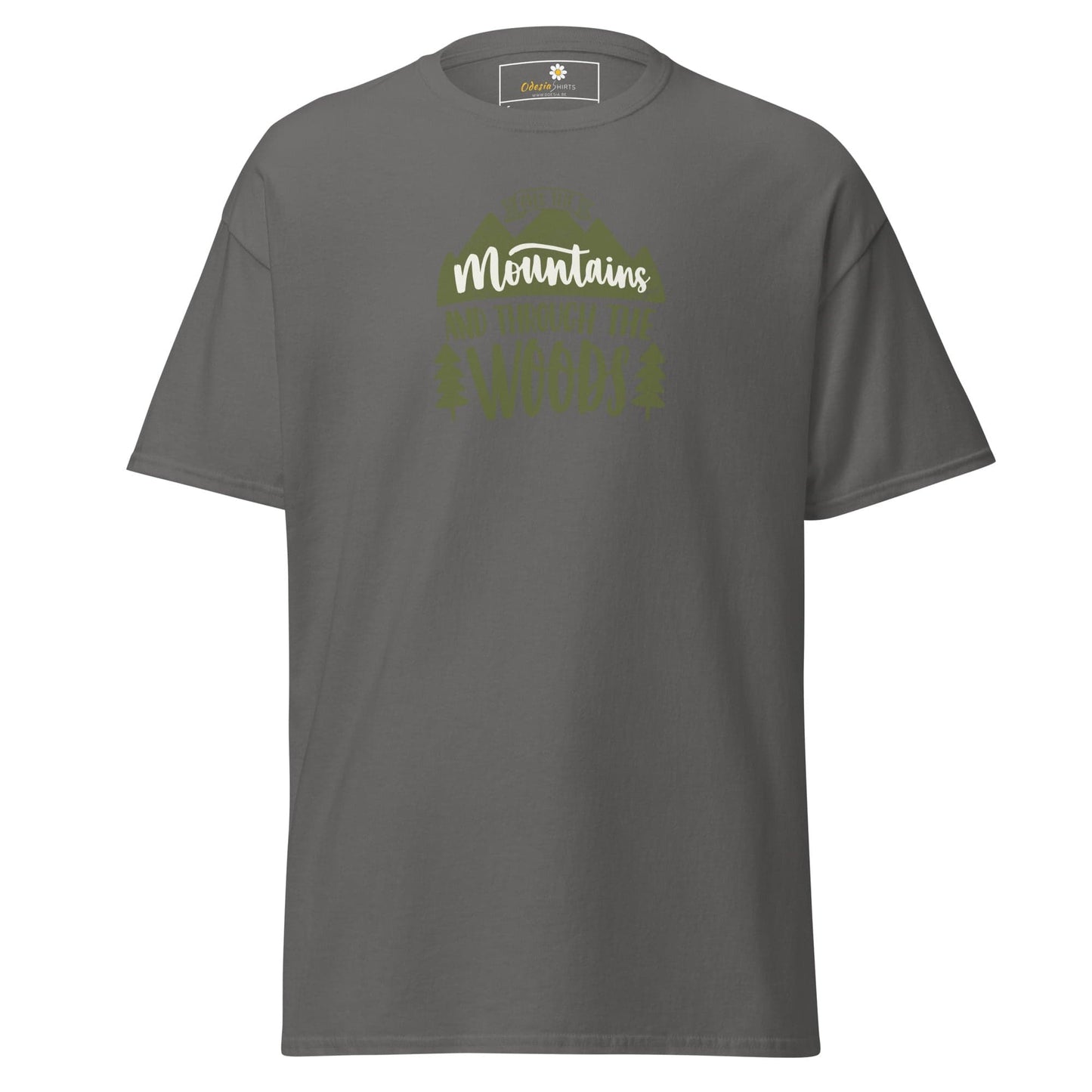 Gray T-shirt with green text, suitable for men and women, available in sizes S to XL