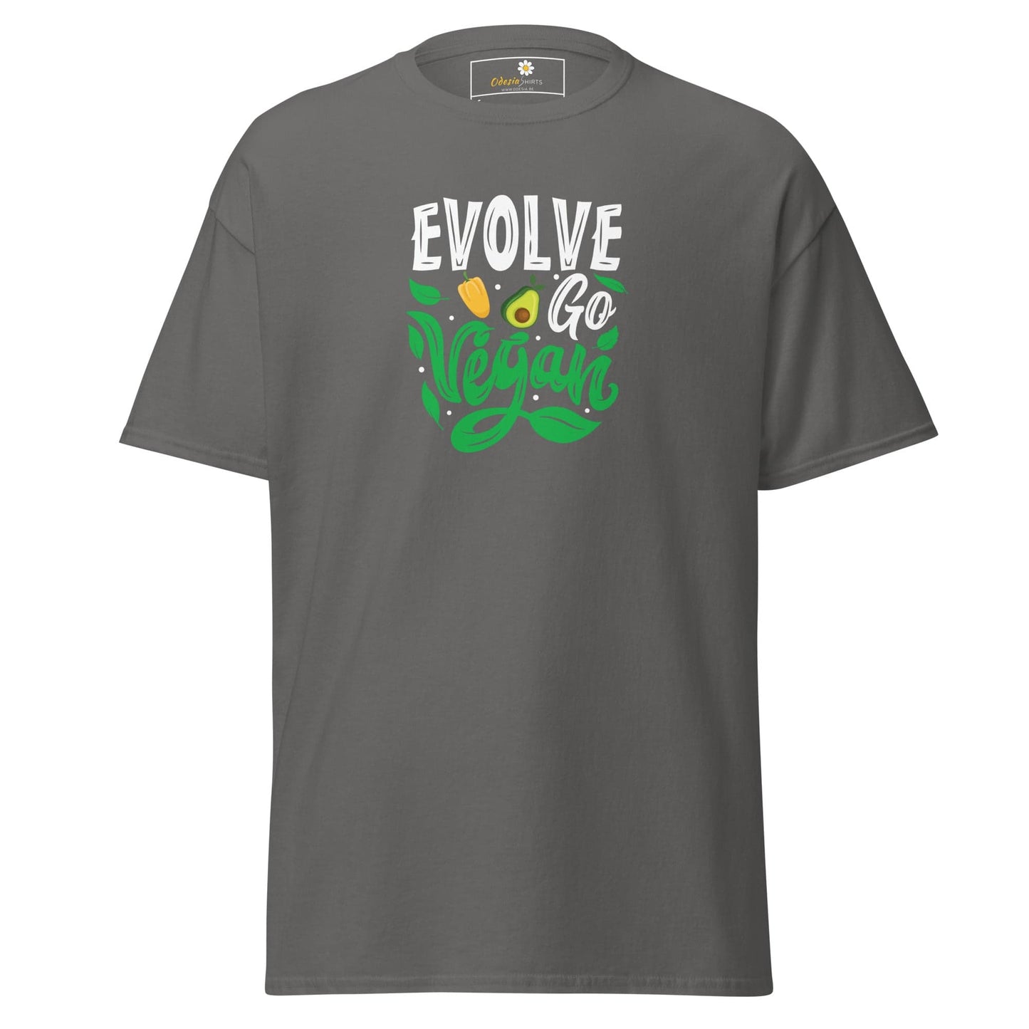 Unisex classic t-shirt - VEGAN EVOLVE GO VEGAN - REGULAR - Charcoal / S