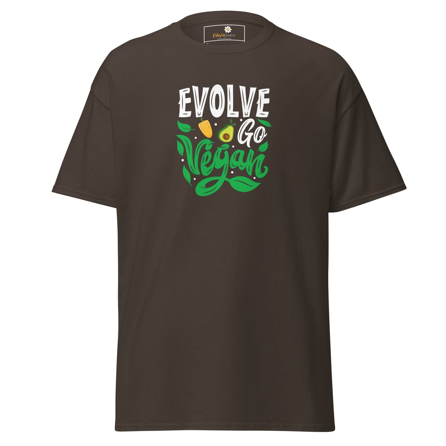 Unisex classic t-shirt - VEGAN EVOLVE GO VEGAN - REGULAR - Dark Chocolate / S